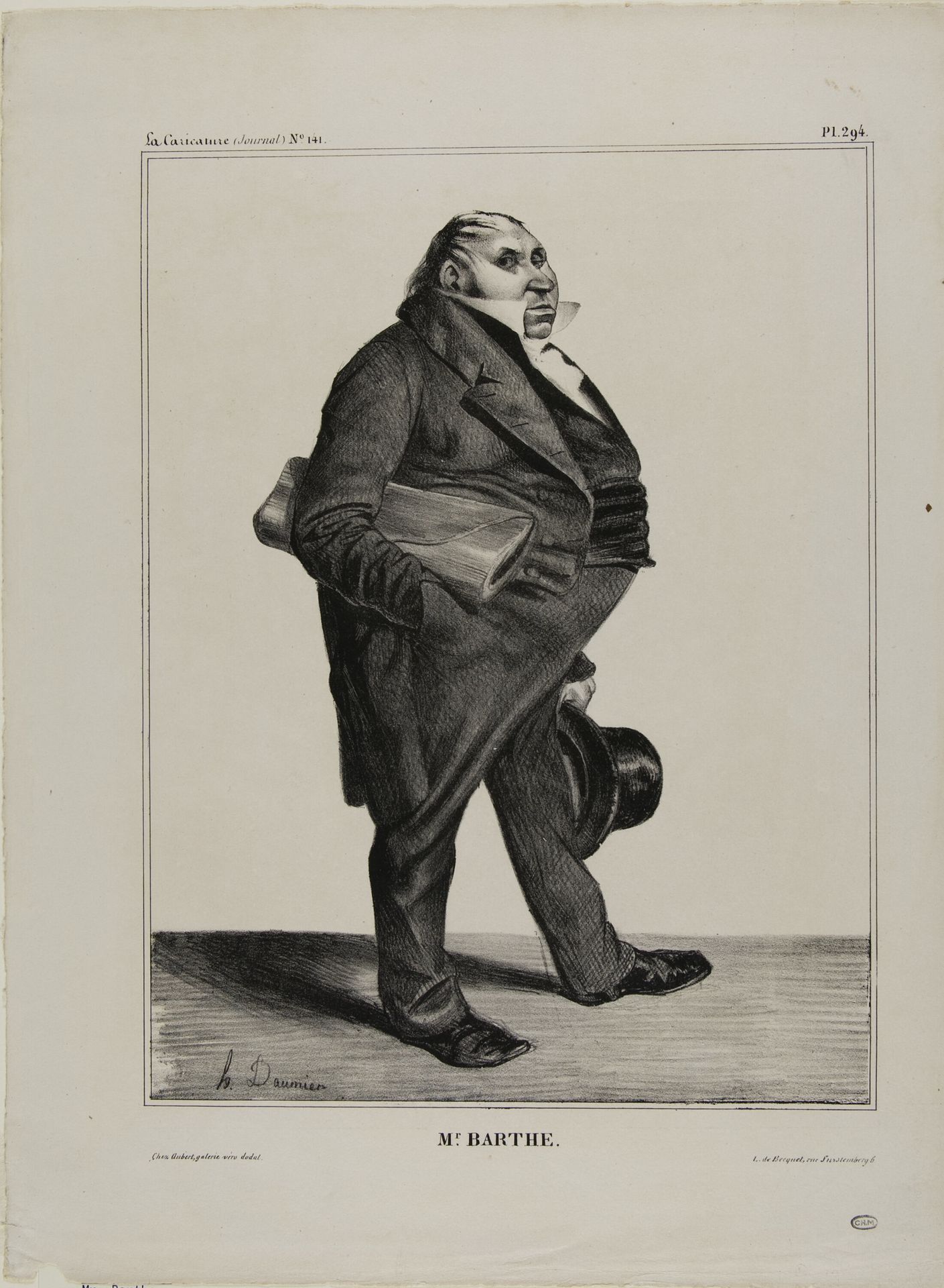 Mr. Barthe, plate 294 from Célébrités de la Caricature by Honoré Daumier