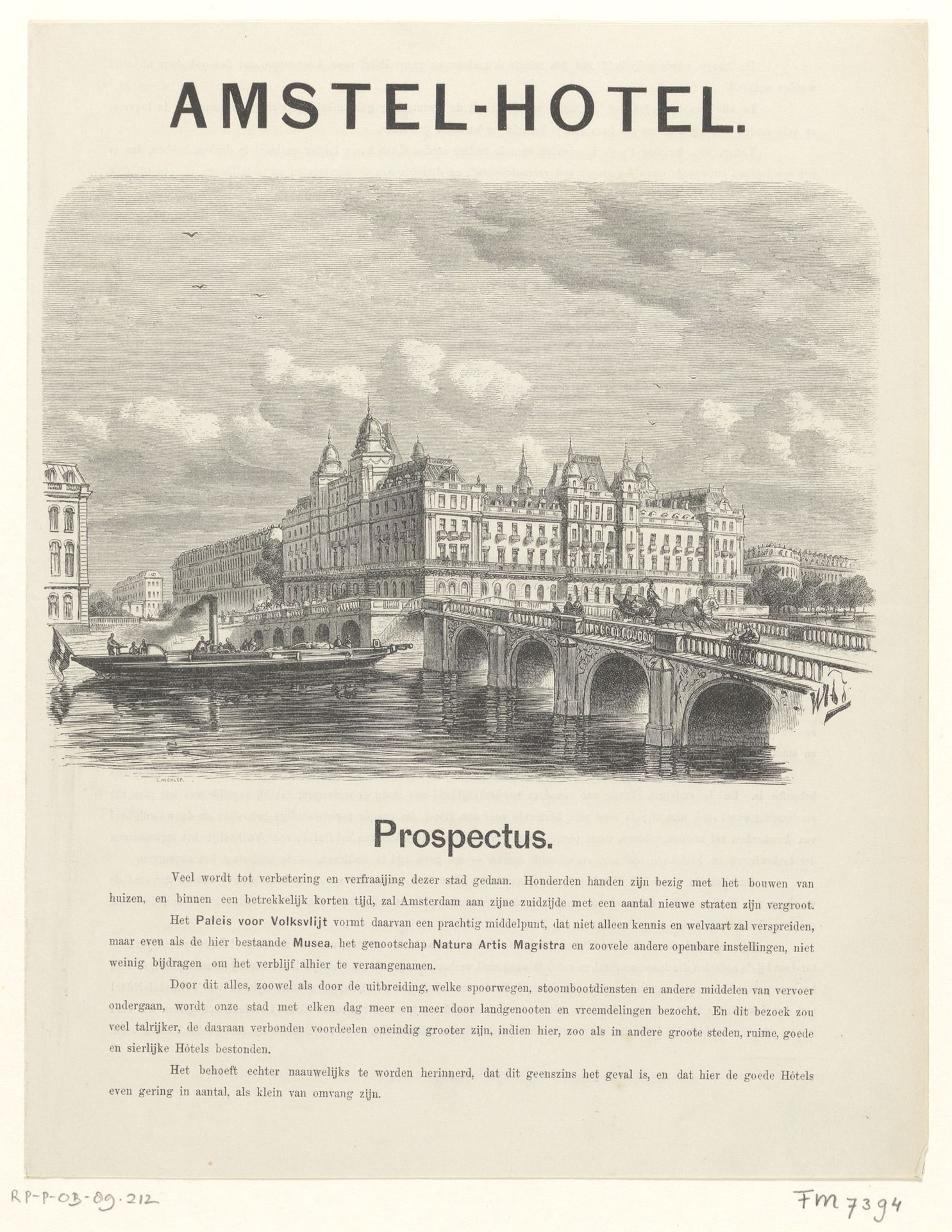 Prospectus voor het Amstel Hotel, 1865 by Johann Georg Hechler