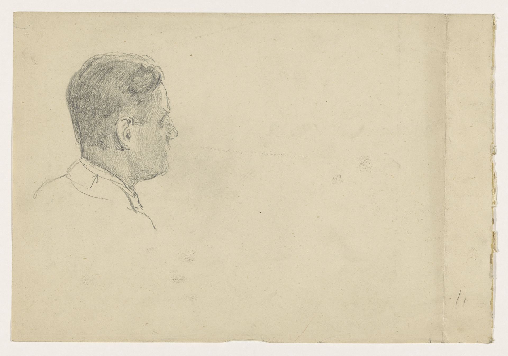 Portretstudies voor het (onvoltooide) schilderij van de Nederlandse rechtbank in Londen, juni 1942: Mr D.J. Sannes. by Anton Abraham van Anrooy