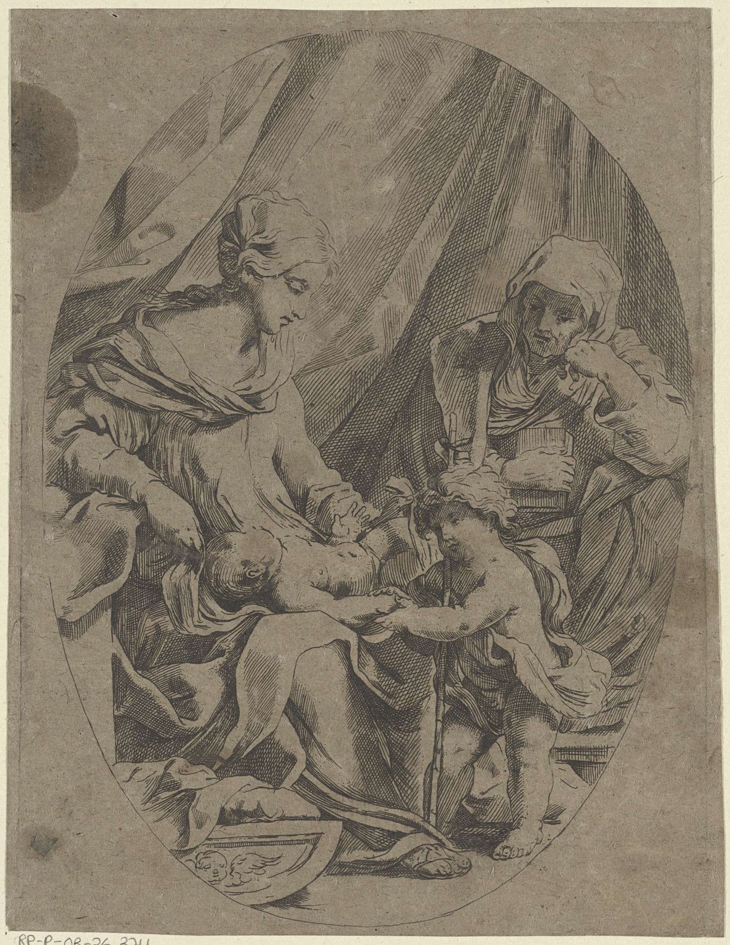 Maria met het Christuskind, de jonge Johannes de Doper en Elisabet by Anonymous
