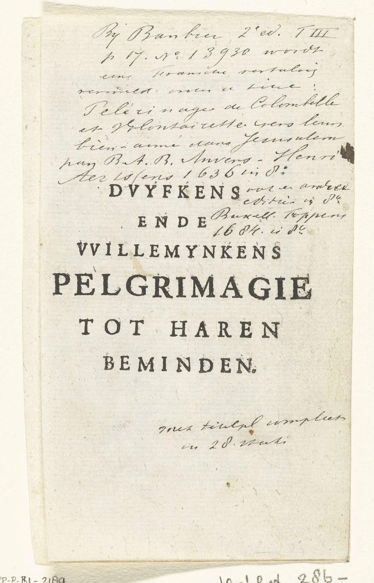 Omlijsting met titel en bladornamenten en twee vrouwen gekleed als pelgrims by Boëtius Adamsz. Bolswert