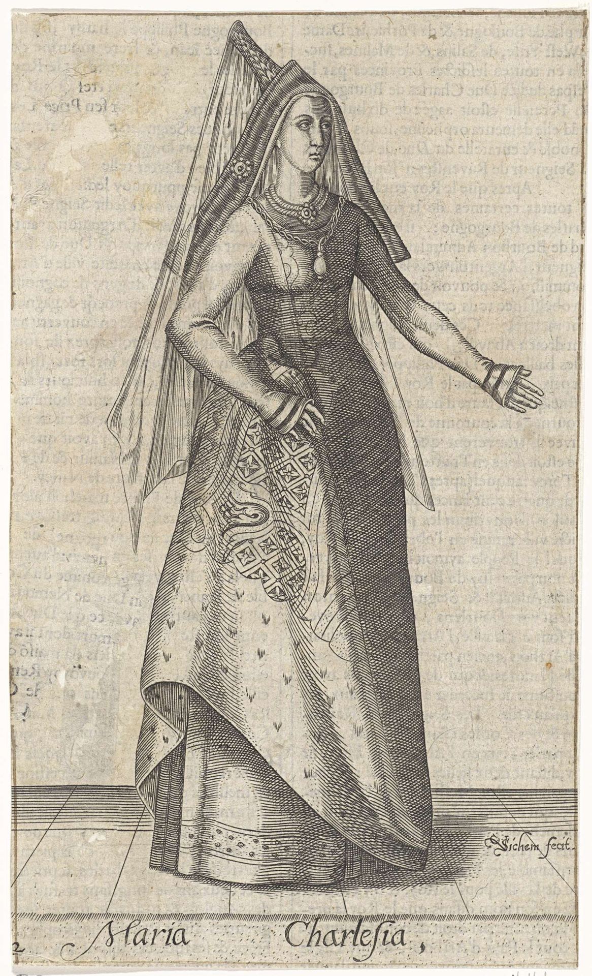 Portret van Maria, hertogin van Bourgondië by Christoffel van Sichem I