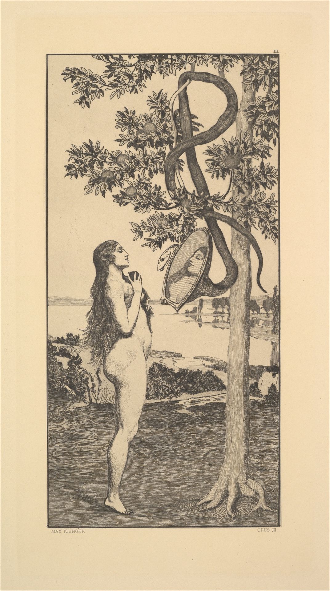 Die Schlange from Eva und die Zukunft (Rad.-Werk  III) by Max Klinger