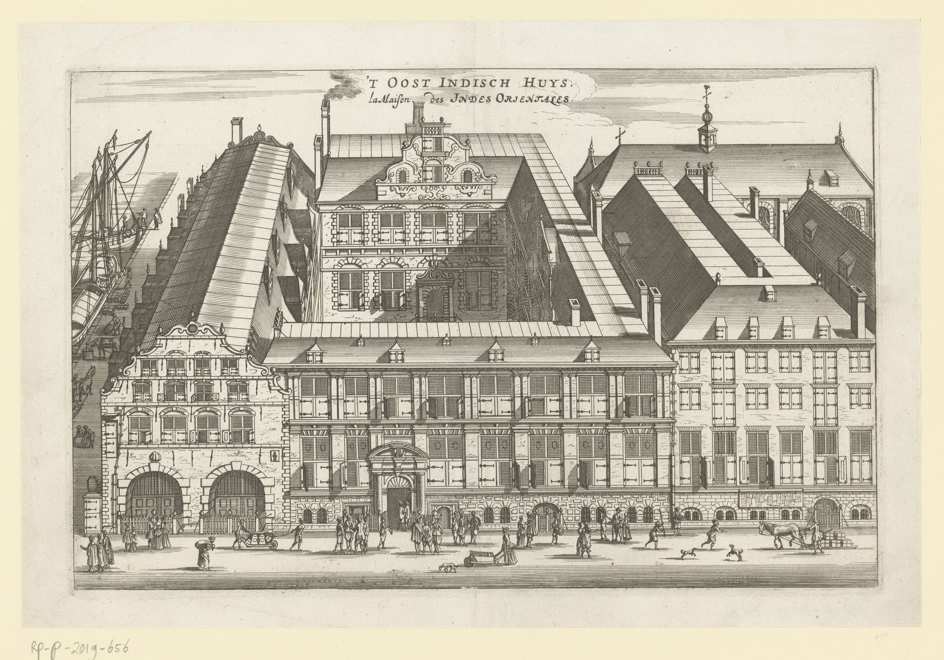 Gezicht op het Oost-Indisch Huis te Amsterdam by Jacob van Meurs