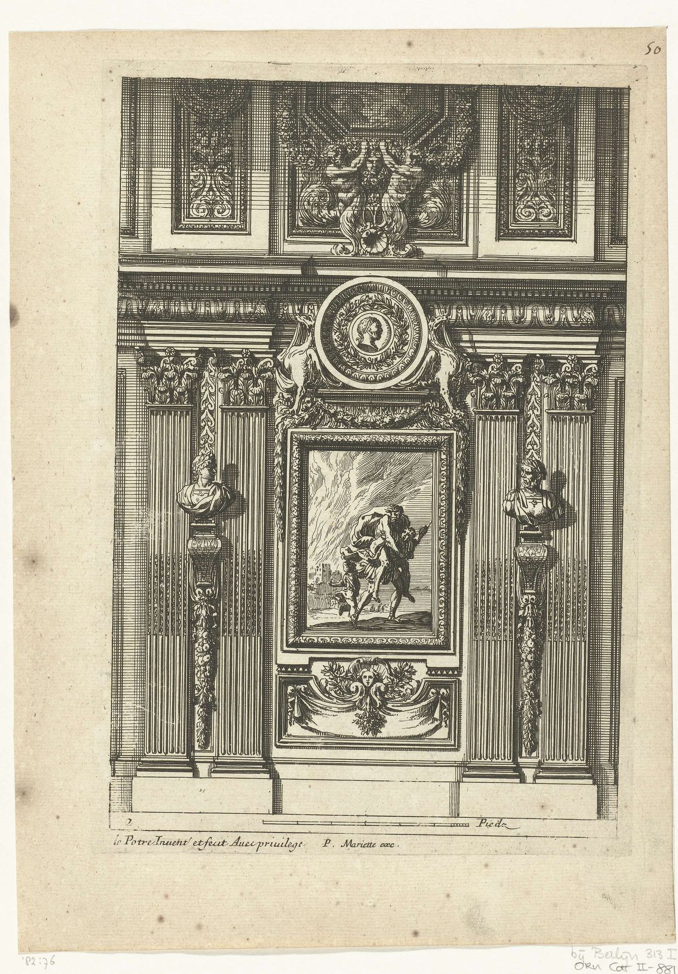 Muurdecoratie met schilderij van Aeneas en Anchises by Jean Lepautre