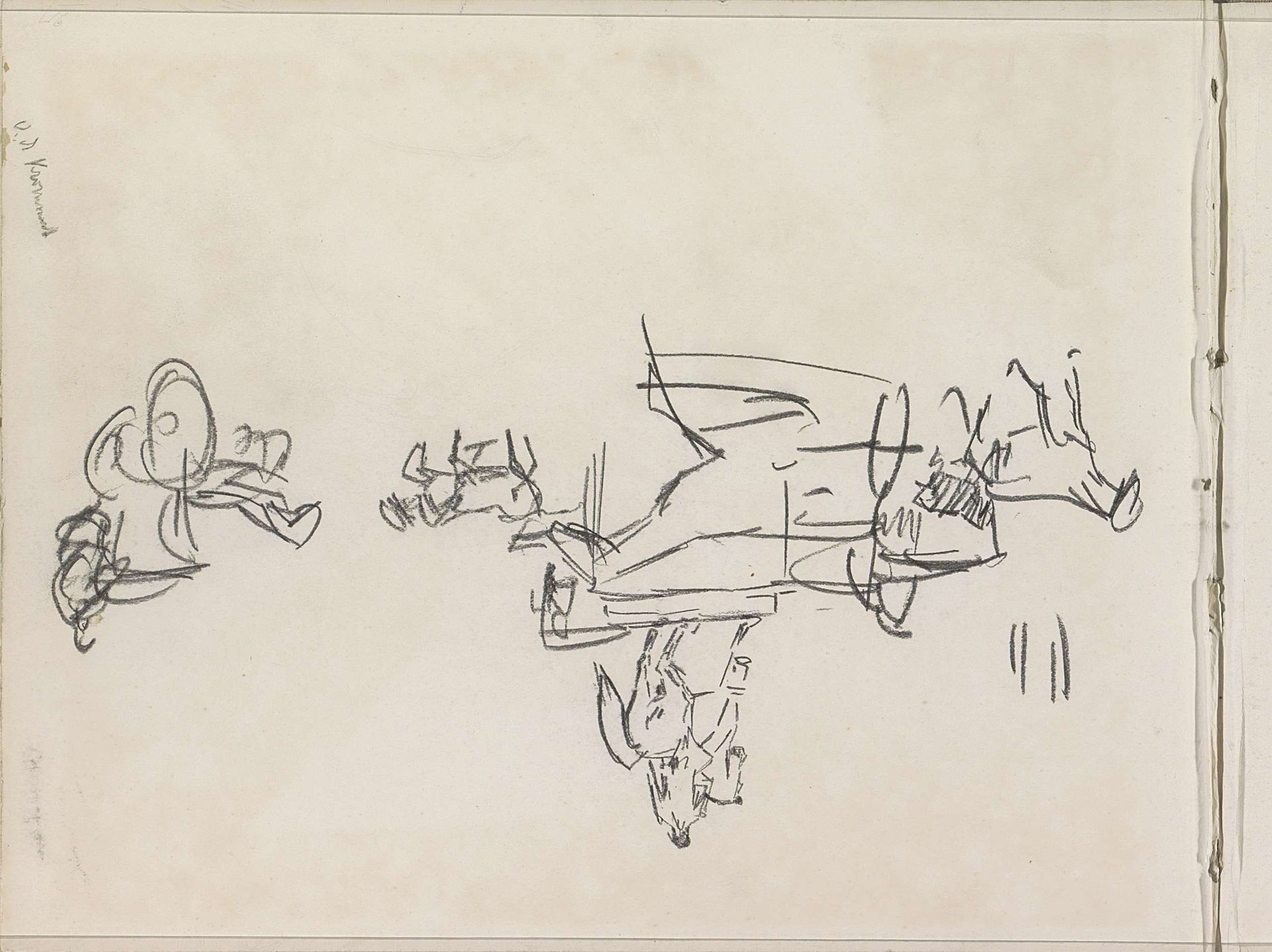 Rijtuigen rond een ruiterstandbeeld by Isaac Israels