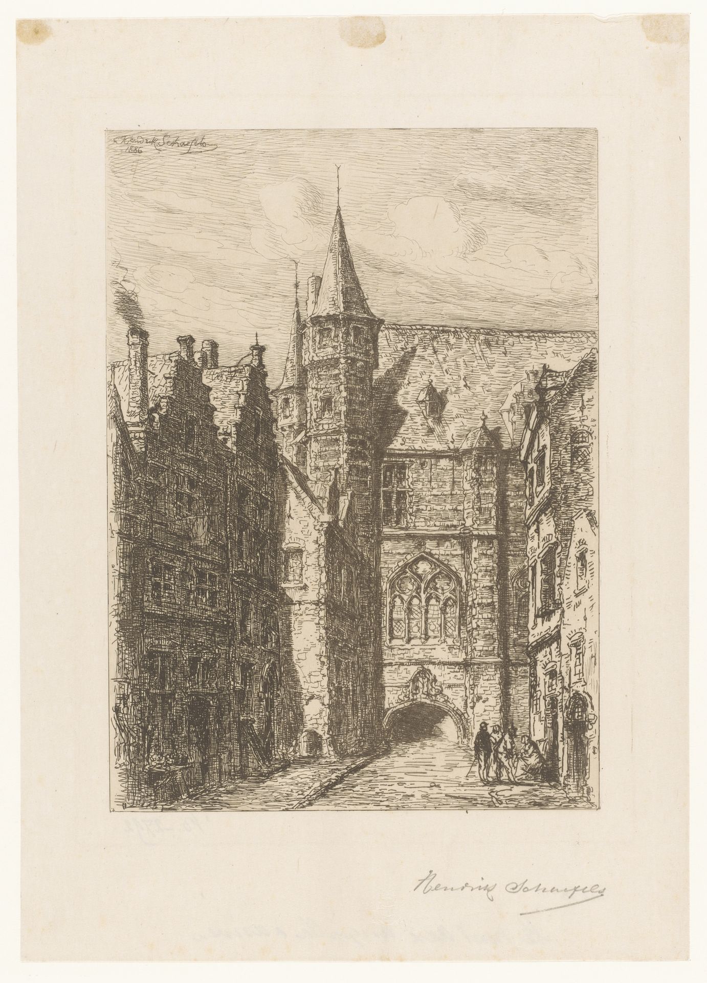 Gezicht op de Palingbrug te Antwerpen by Henri François Schaefels