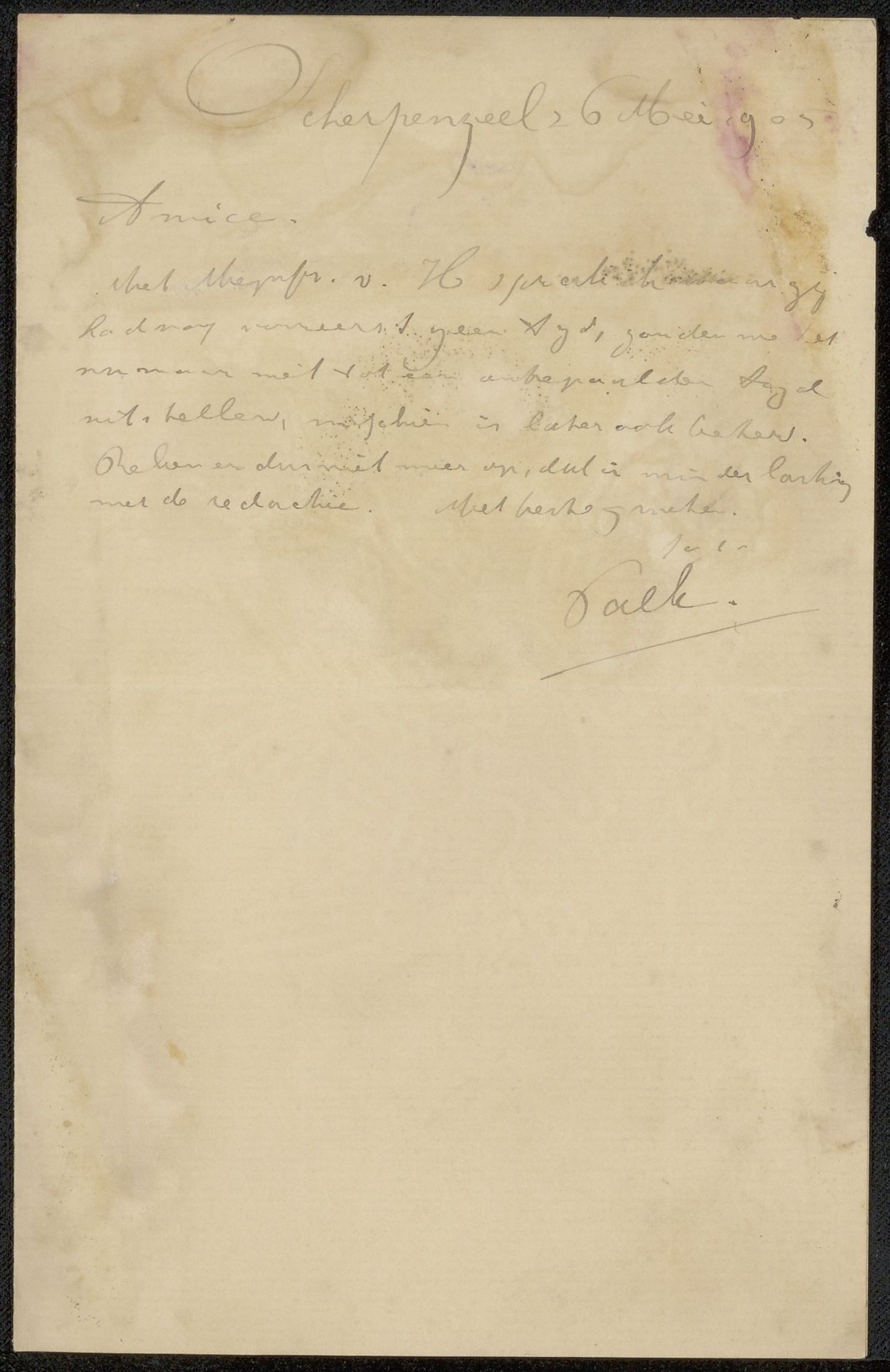 Brief aan Philip Zilcken by Maurits van der Valk