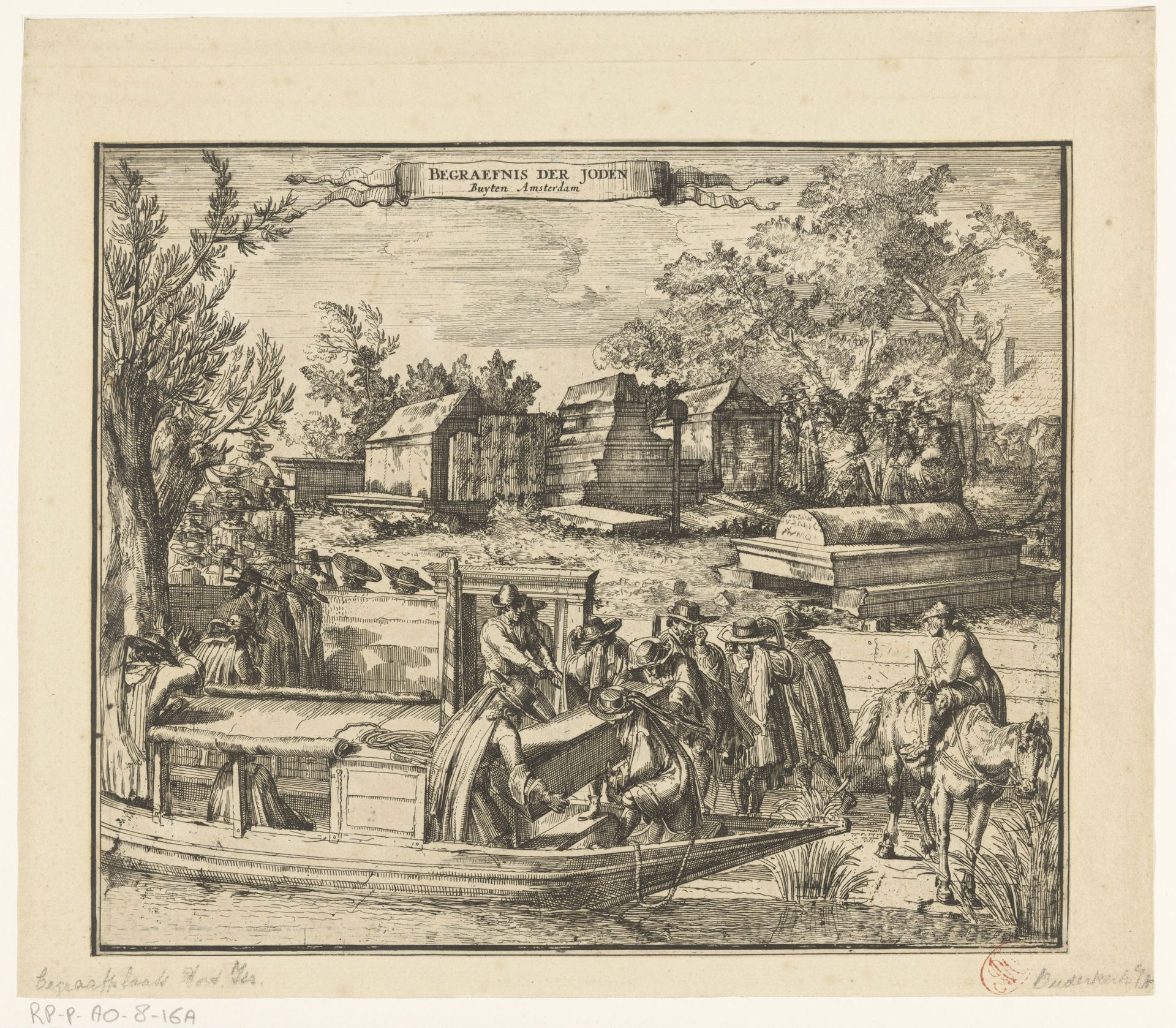 Trekschuit bij Portugees-Joodse begraafplaats Beth Haim te Ouderkerk aan de Amstel by Romeyn de Hooghe