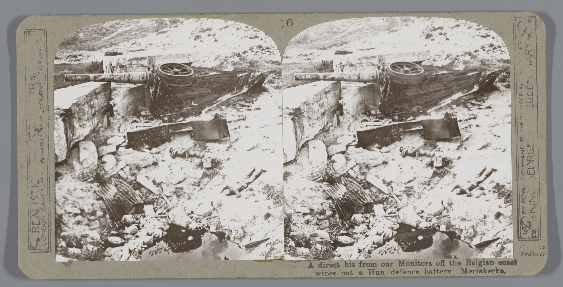 A direct hit from our Monitors off the Belgian coast wipes out a Hun defence battery, Meriakerke by Realistic Travels