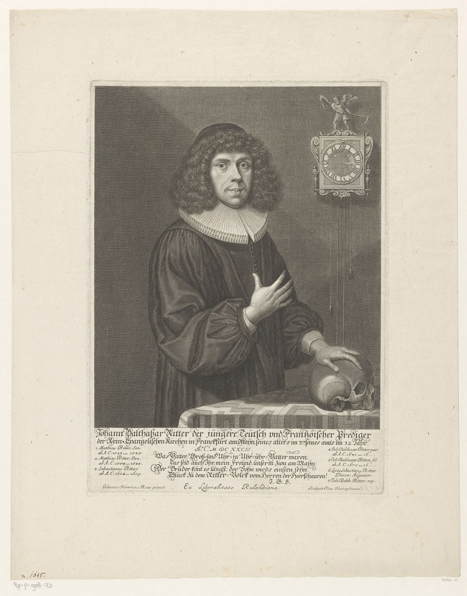 Portret van Johann Balthasar Ritter by Elias Hainzelmann