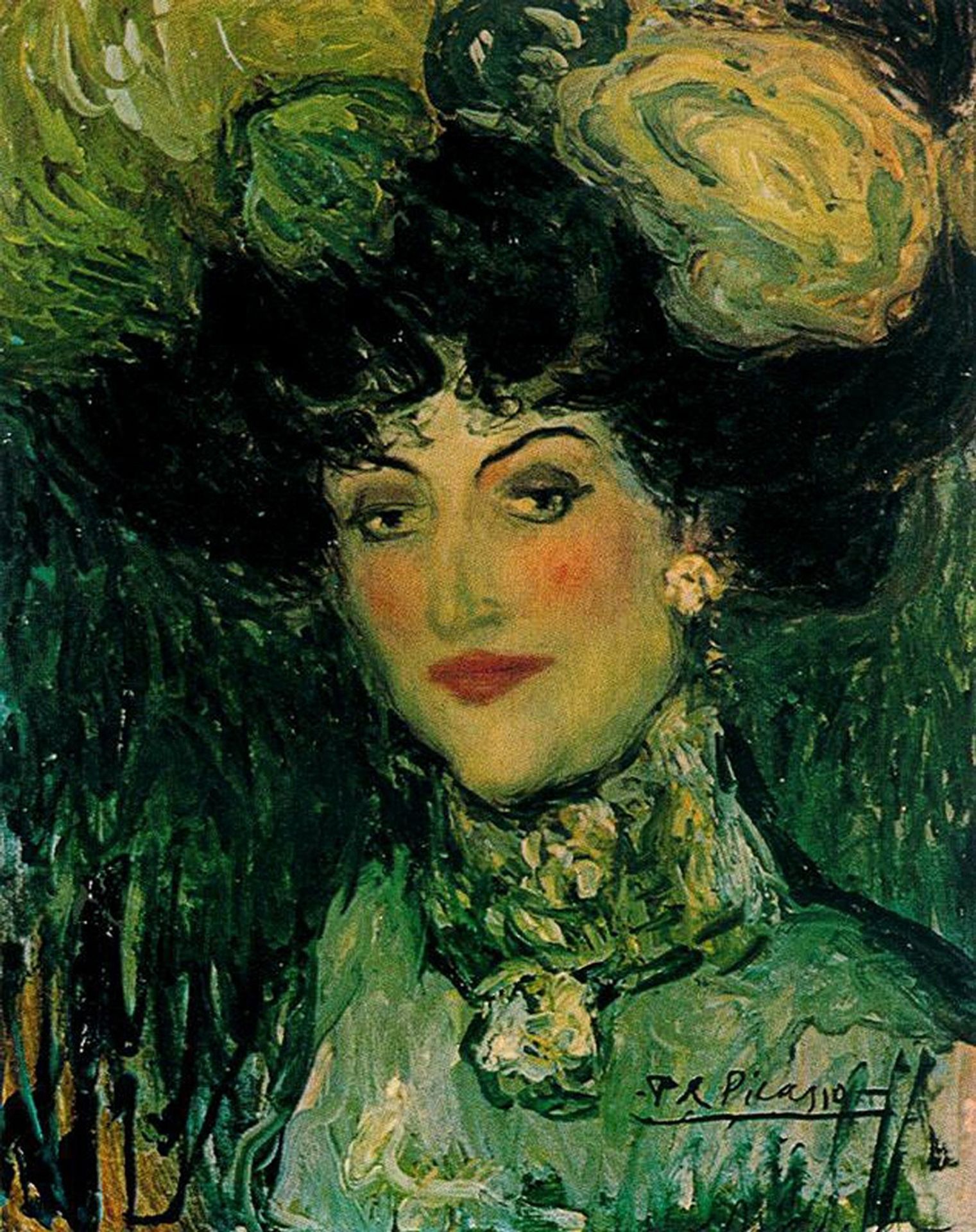 Woman with feathered hat by Pablo Picasso
