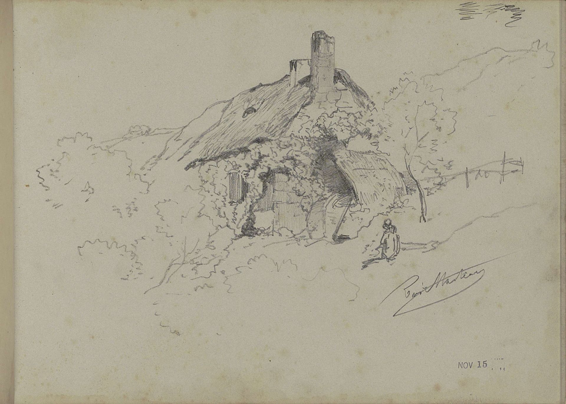 Boerderij met figuur te Bois Marteau by Willem Roelofs