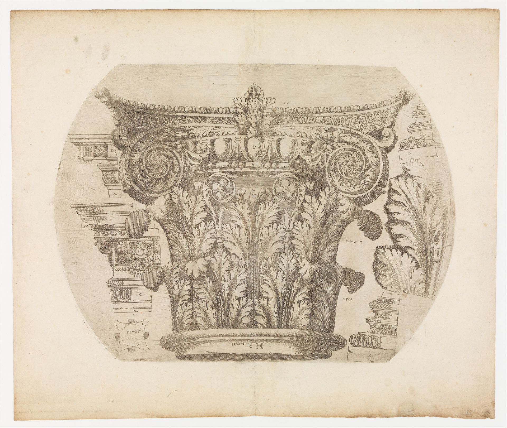 Capital in the Composite Order and Various Architectural Details by Hugues Sambin