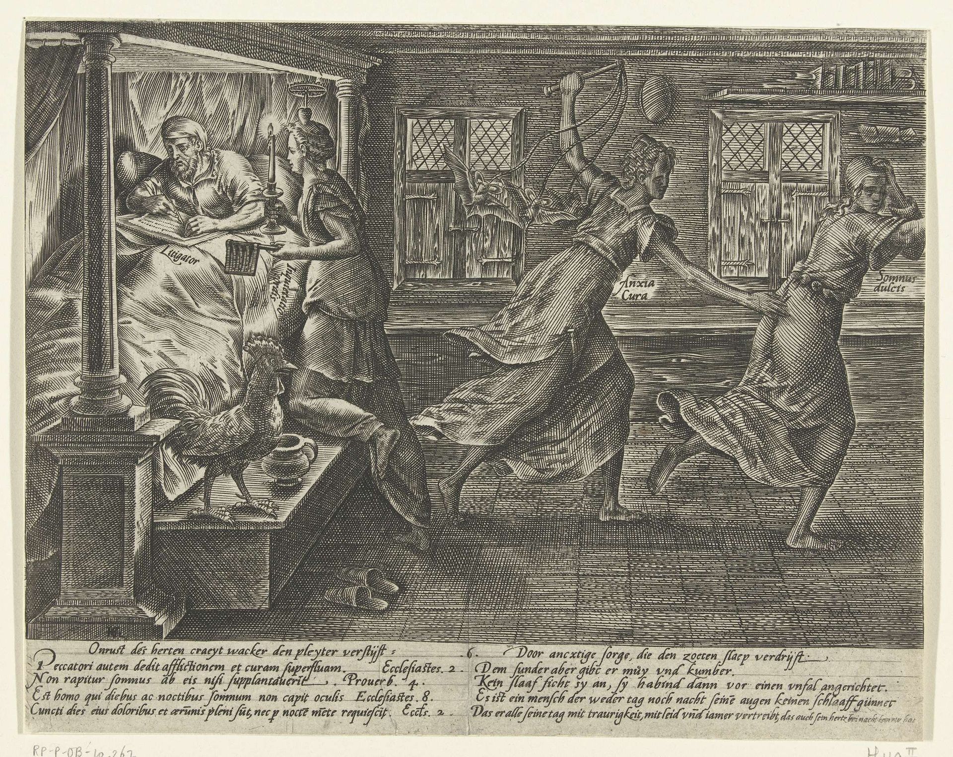 Wie procedeert, heeft slapeloze nachten by Hendrick Goltzius