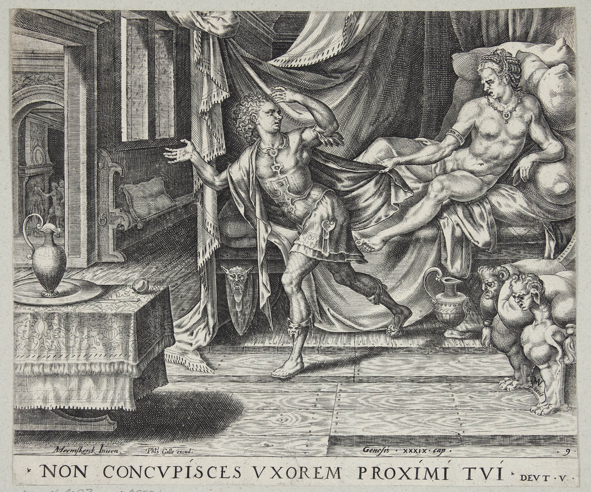Joseph fleeing Potiphar's wife by Harmen Jansz. Muller