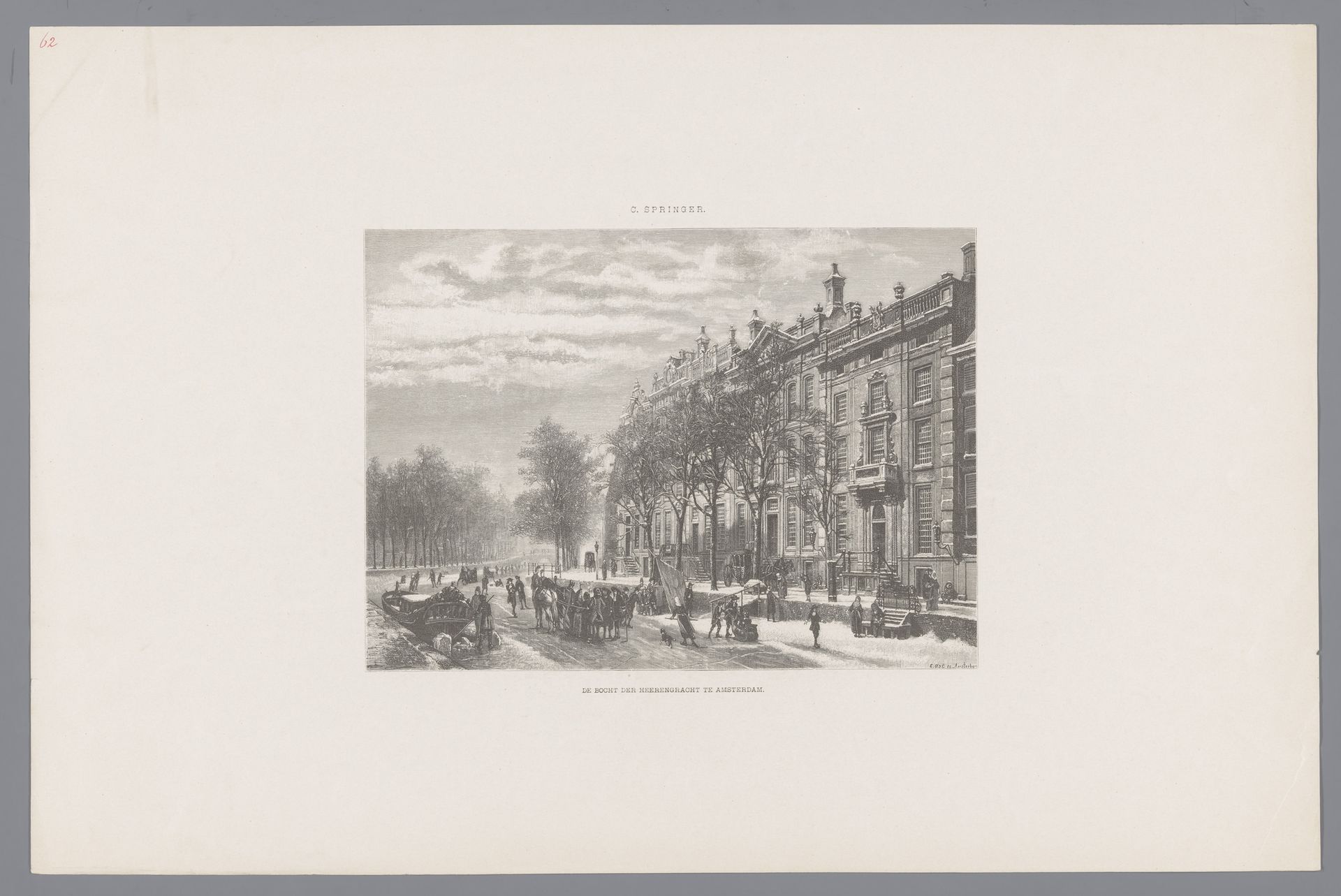 Wintergezicht op de bocht in de Herengracht in Amsterdam by Emil Ost