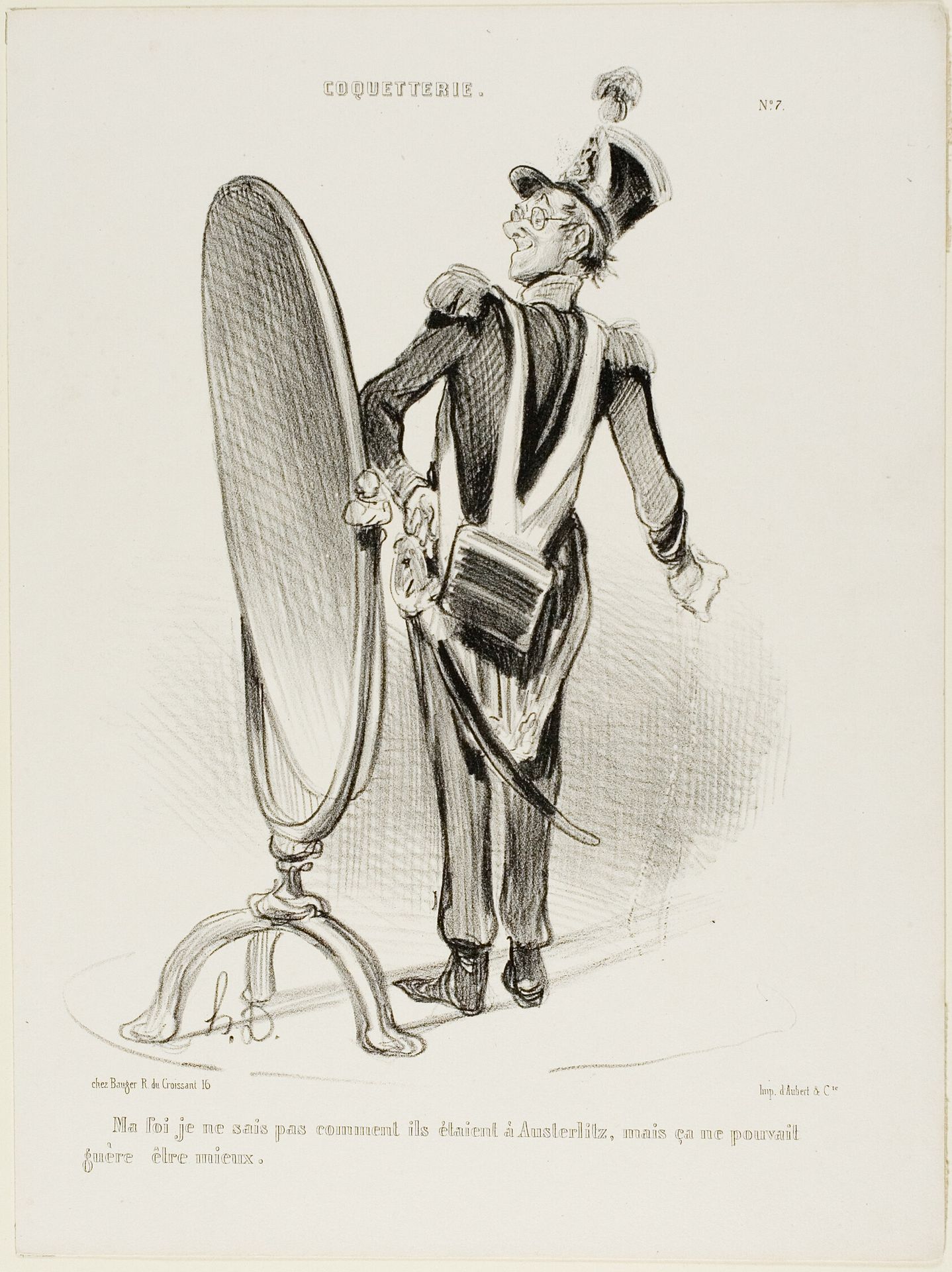 “Indeed, I don't know what they looked like at Austerlitz, but they could hardly have looked any better,” plate 7 from Coquetterie by Honoré Daumier