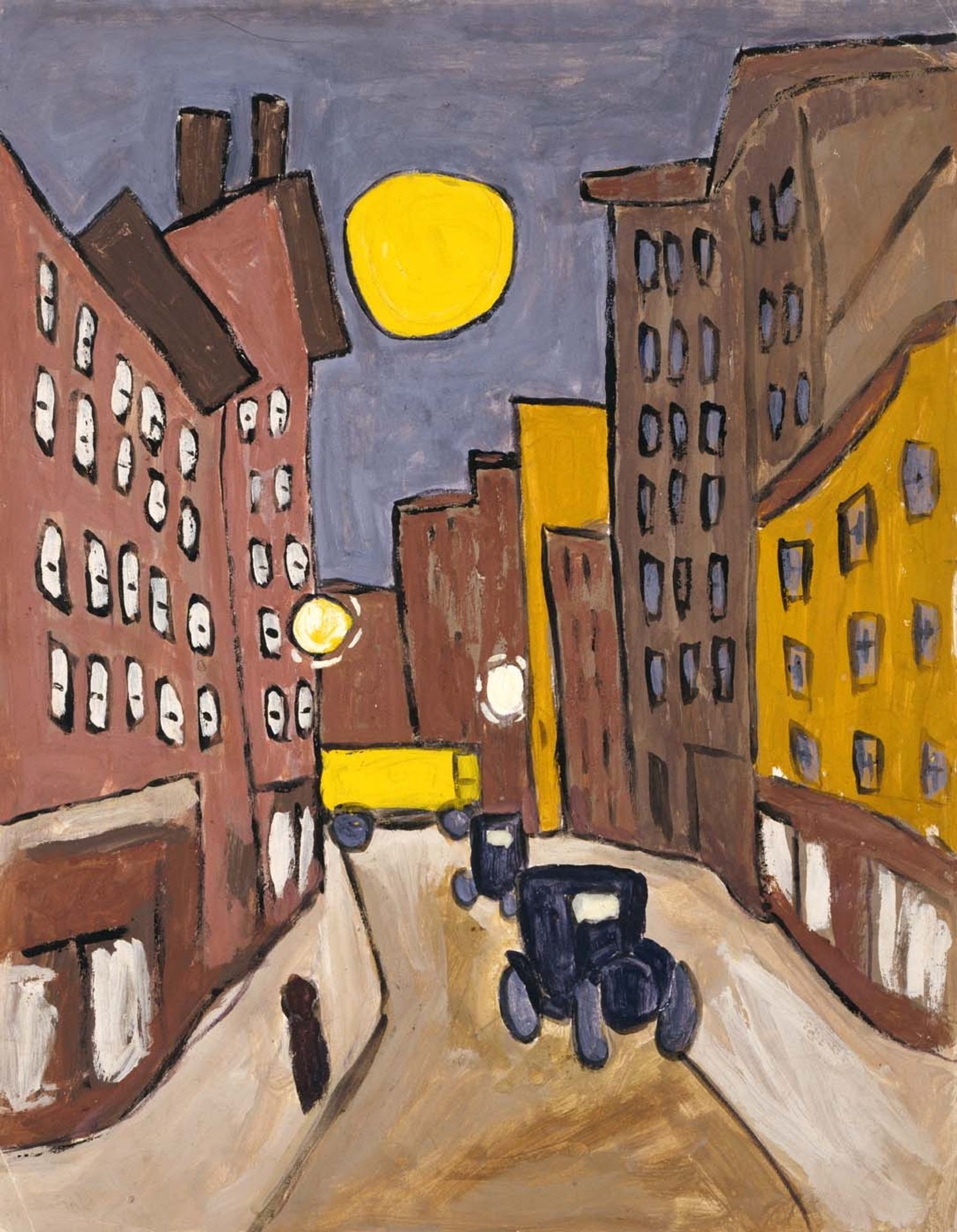 Harlem Street Scene with Full Moon by William H. Johnson