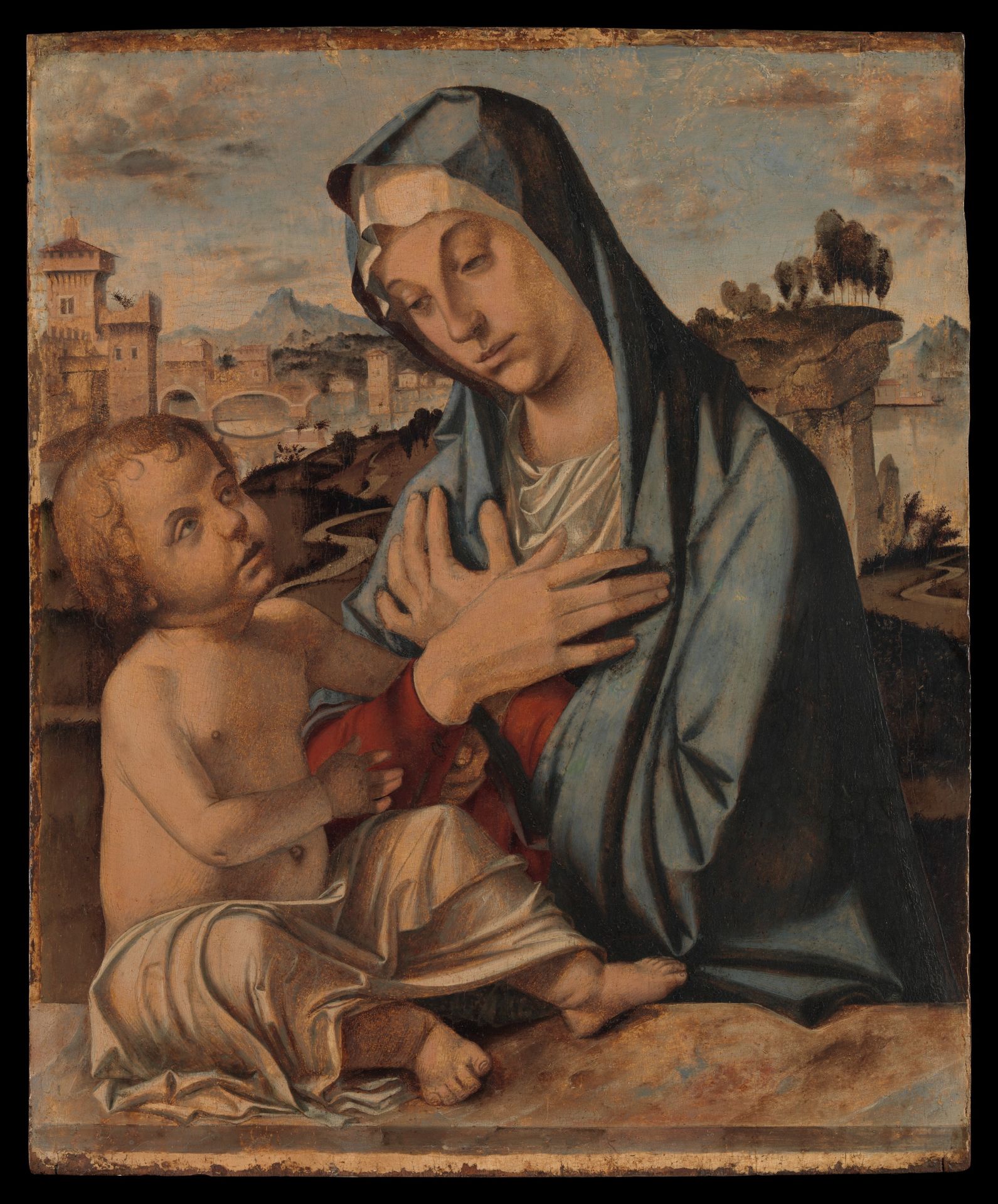 Madonna Adoring the Child by Bartolomeo Montagna (Bartolomeo Cincani)