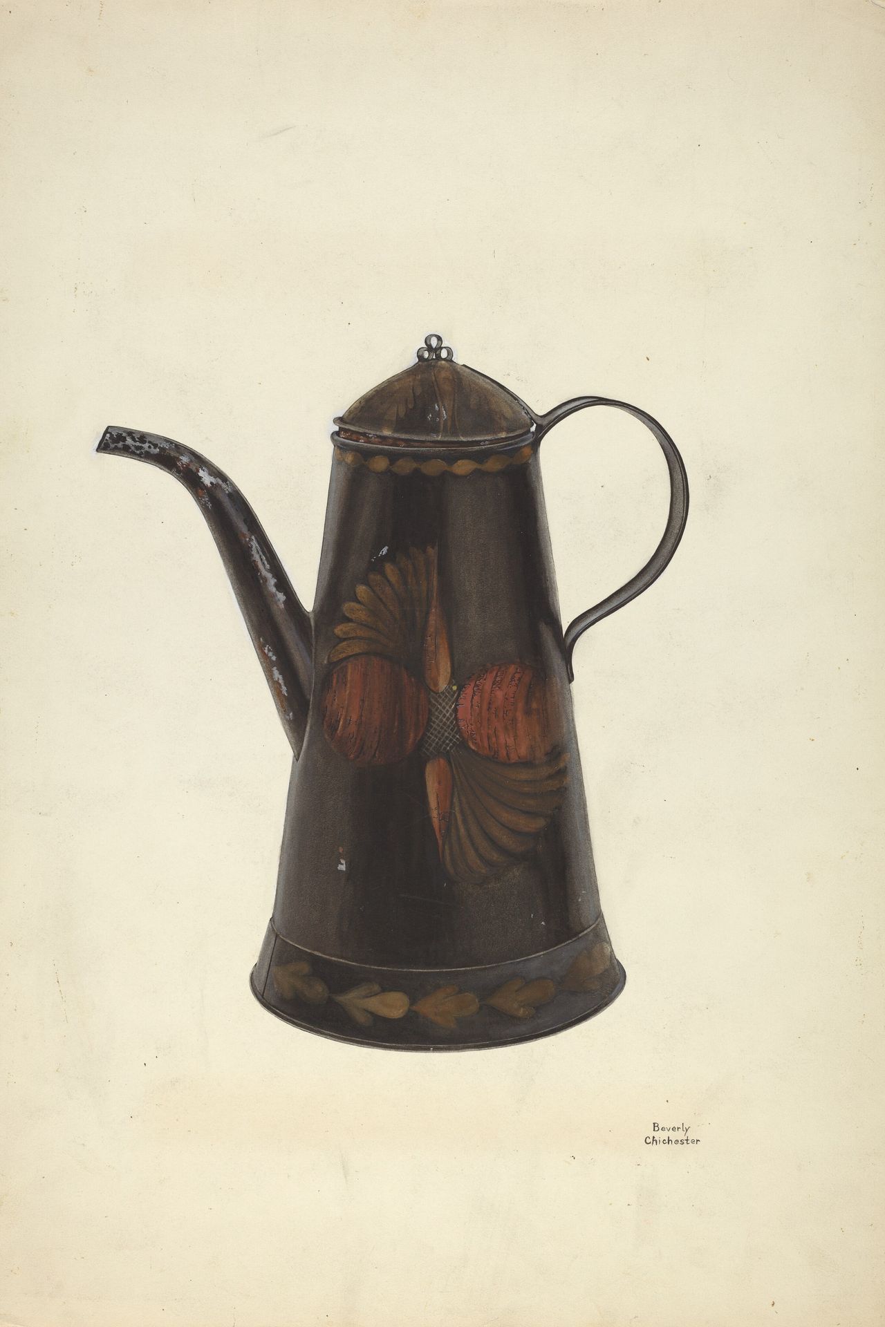 Toleware Tin Teapot by Beverly Chichester