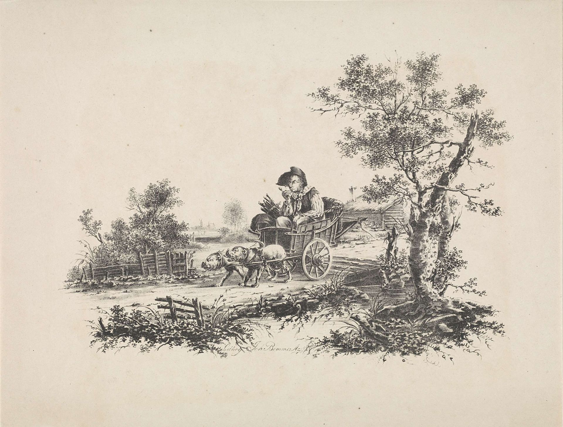 Man in hondenkar by Joannes Bemme
