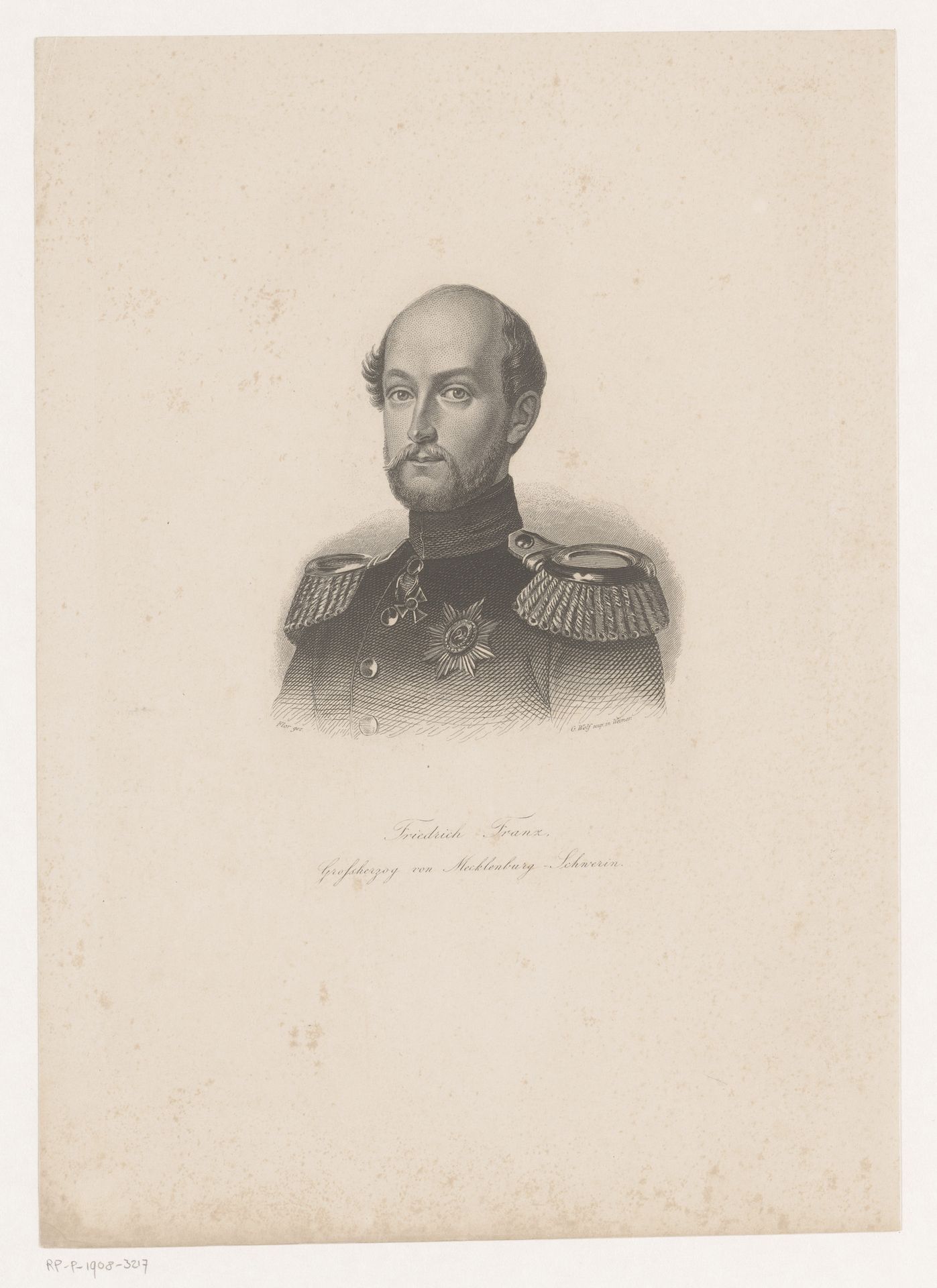 Portret van Frederik Frans I, groothertog van Mecklenburg-Schwerin by Georg Wolf