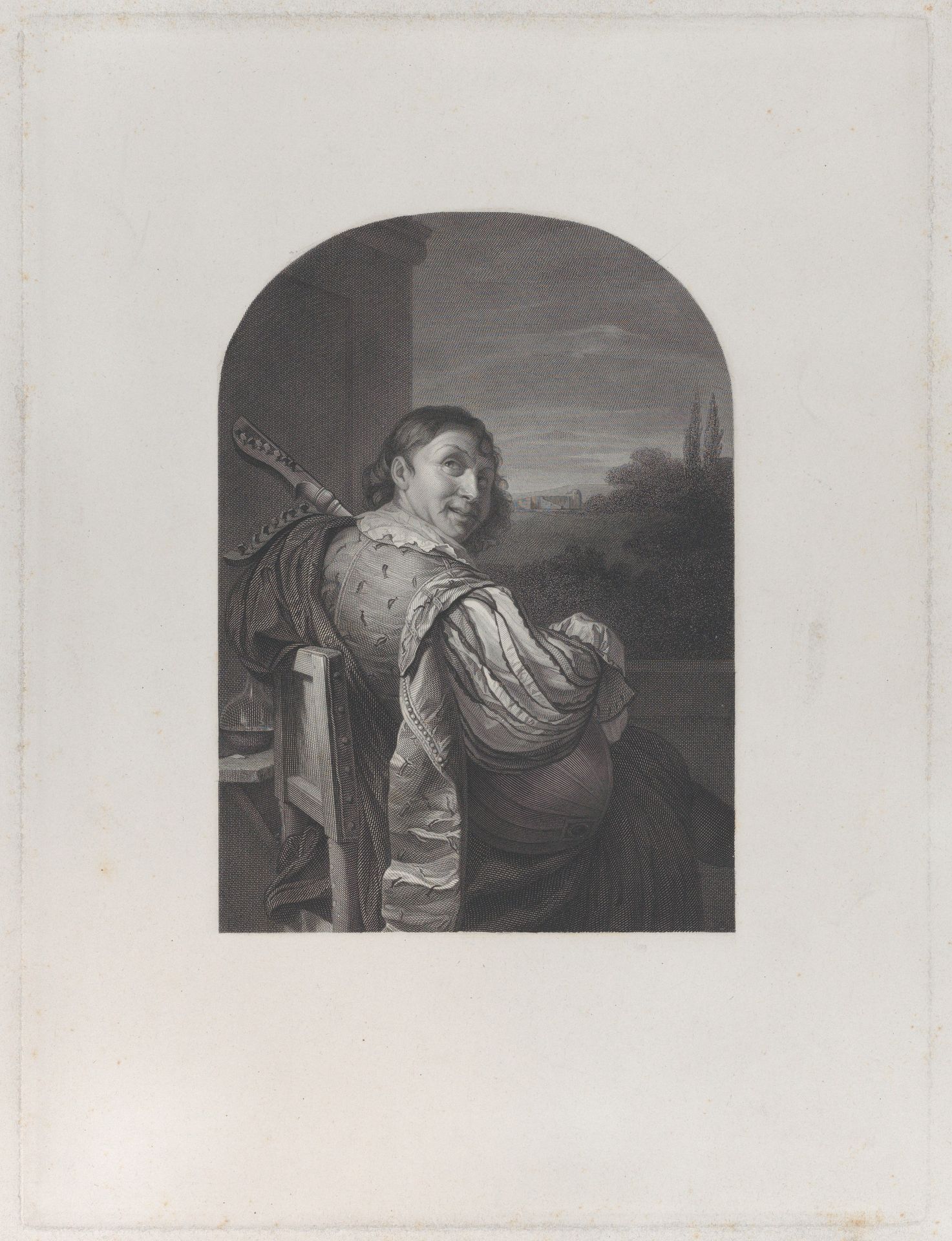 Man seated with a musical instrument, seen from behind by Andrei Franzowitsch Belloli