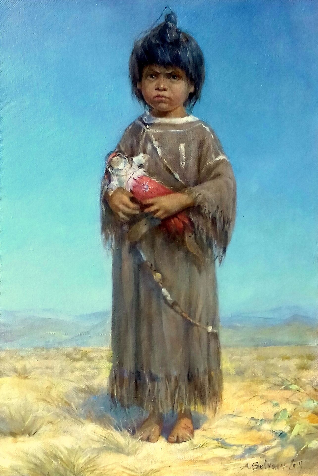 Indian Girl With A Doll by Aleksander Belyaev