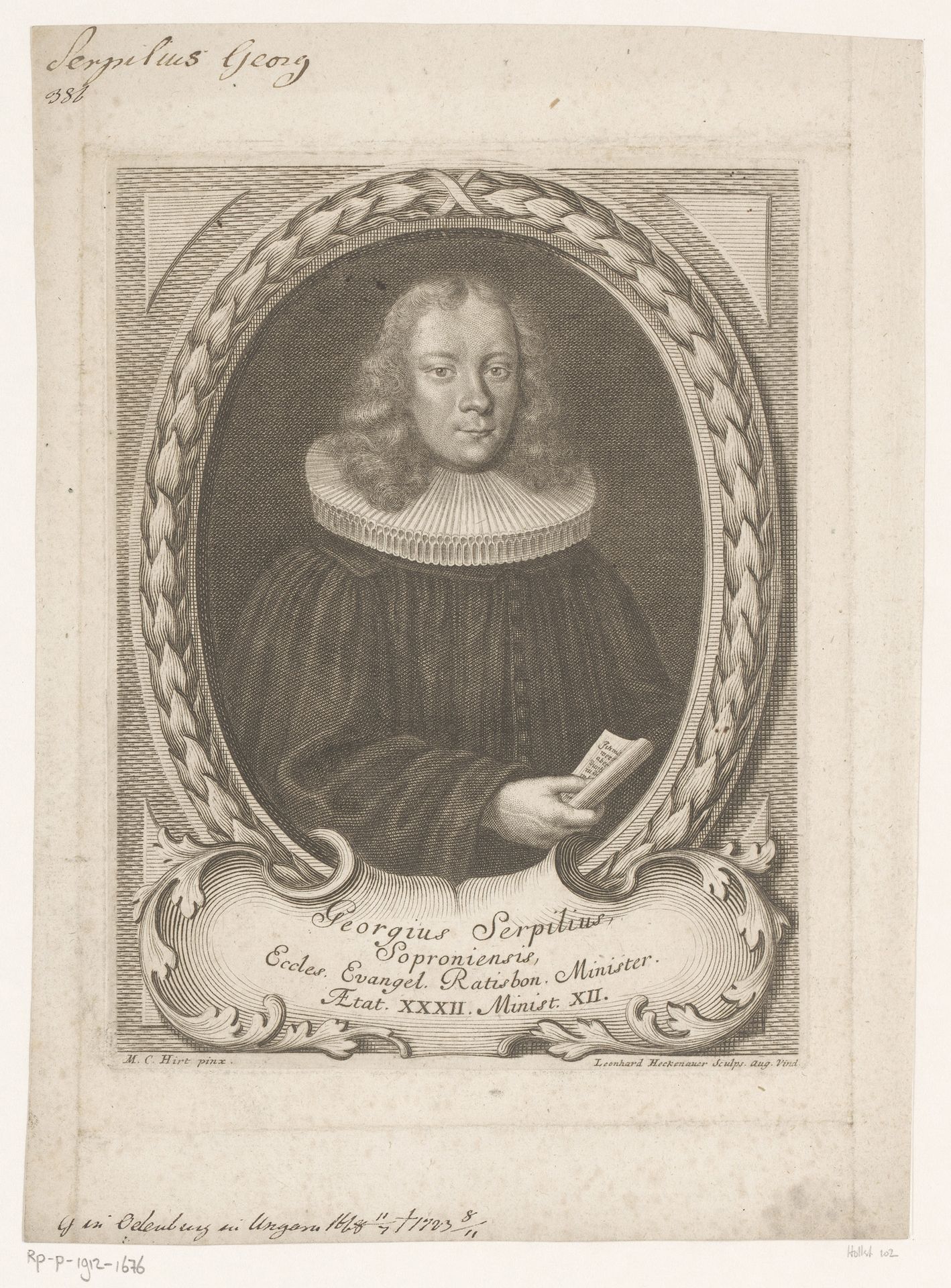 Portret van Georg Serpilius op 32-jarige leeftijd by Leonhard Heckenauer