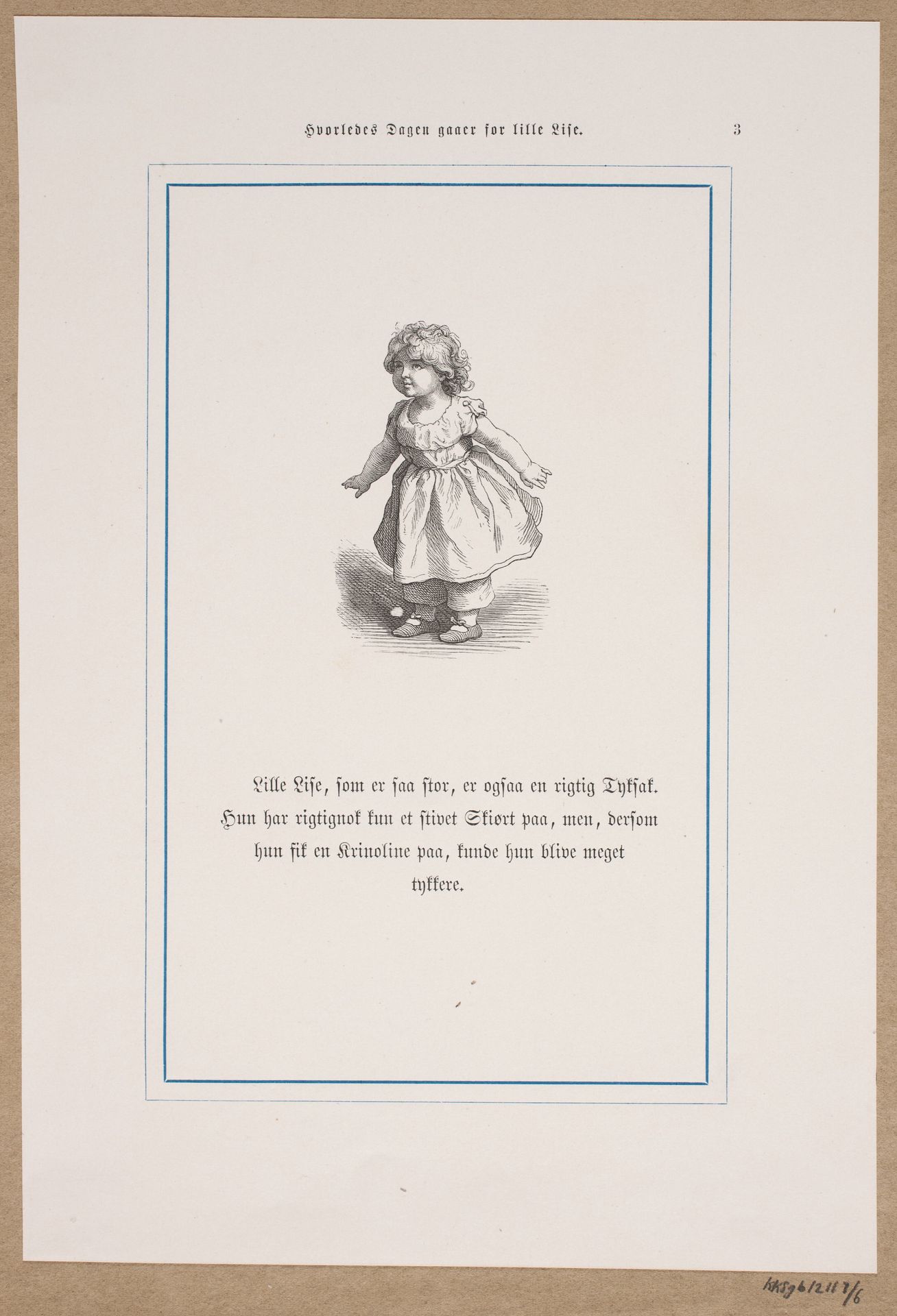 Illustration til "Hvorledes Dagen gaaer for Lille Lise" by Lorenz Frølich