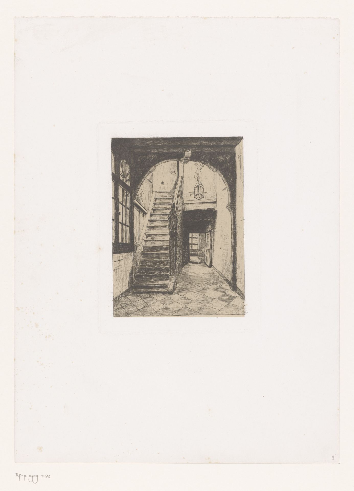 Interieur met een trap by W.F. Barber