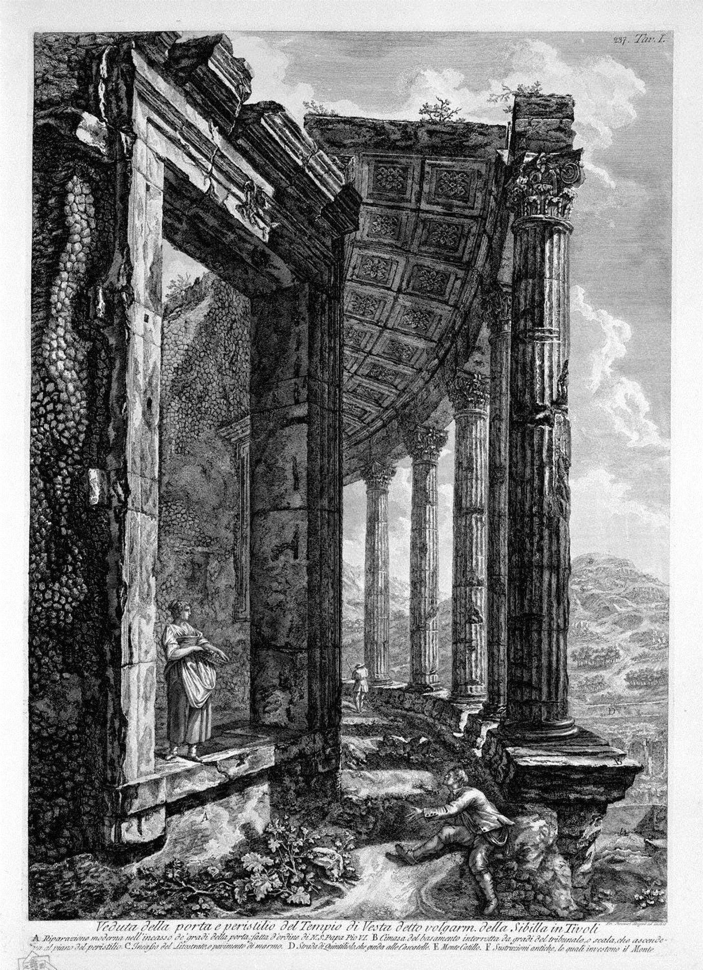 View of the Peristyle and the Door of the Temple of Vesta at Tivoli commonly called the Sybil by Giovanni Battista Piranesi