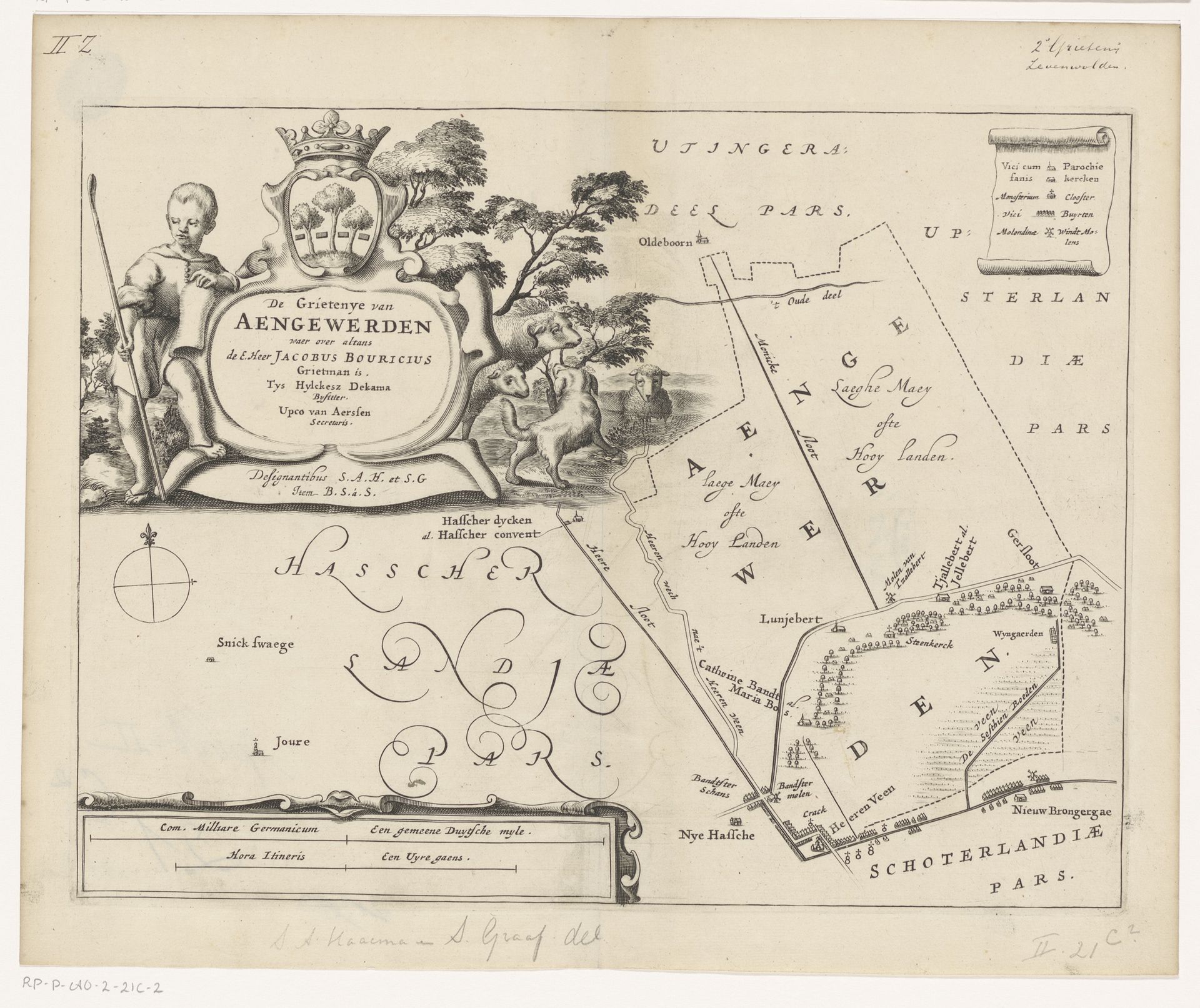 Kaart van de grietenij Aengwirden by Jacob van Meurs