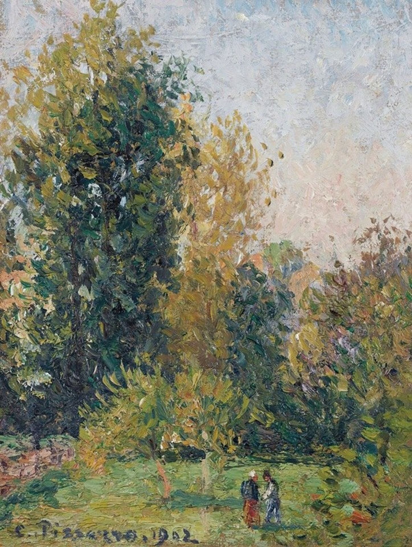 Paysage Avec Deux Personnages, Éragny, Automne by Camille Pissarro