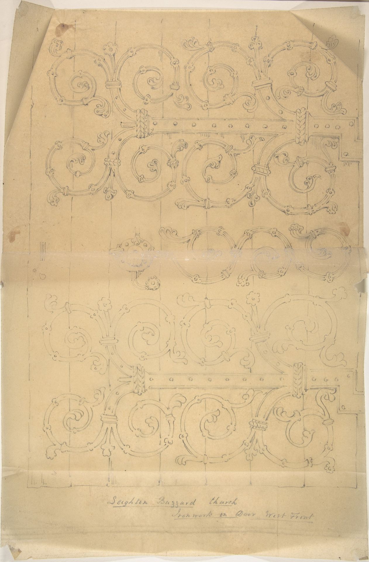 Seighton Buzzard Church, Ironwork on Door, West Front by Anonymous