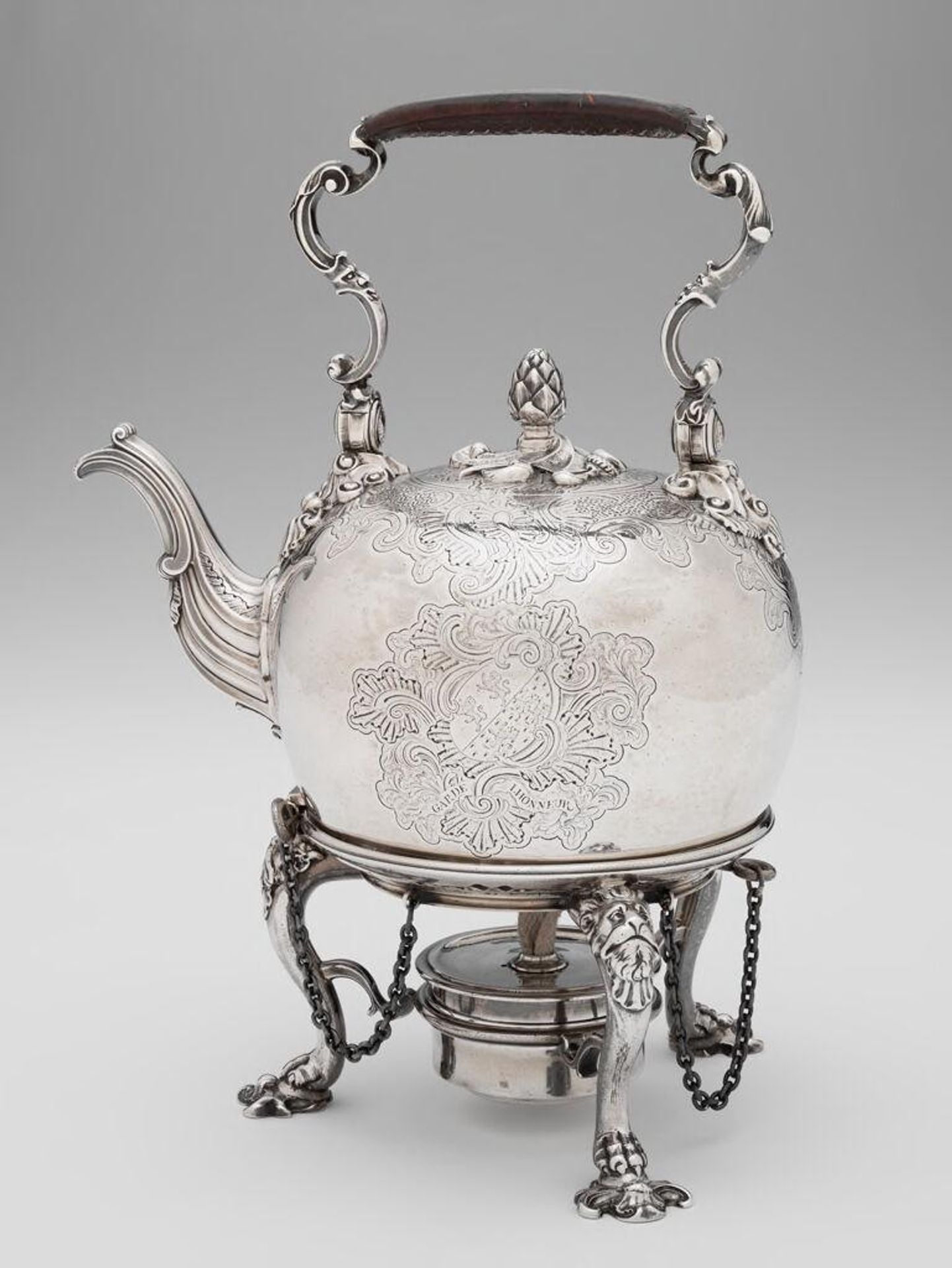 Kettle on Lampstand by Paul de Lamerie