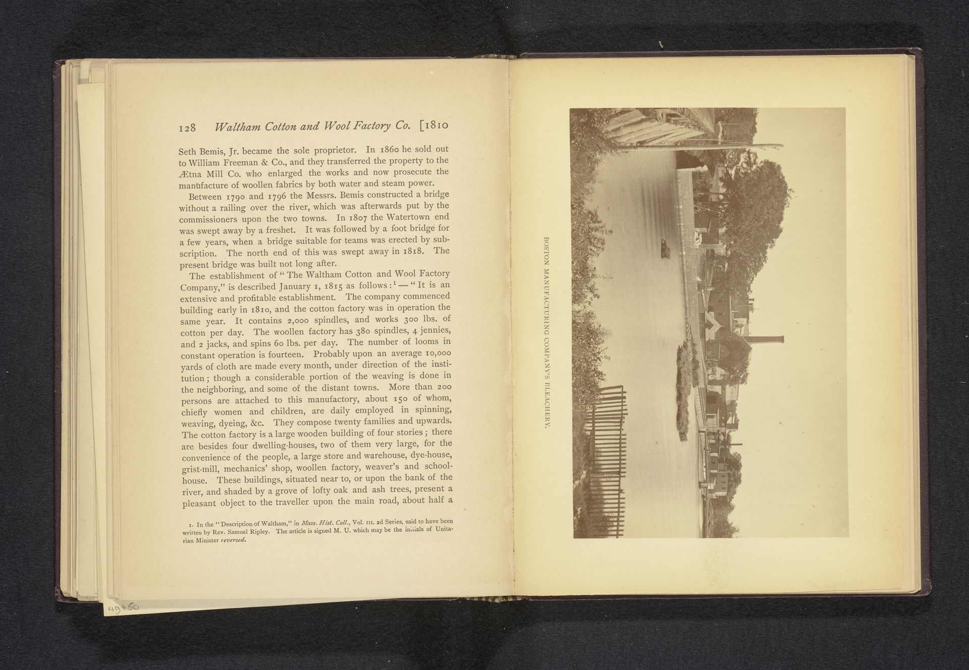 Gezicht op de blekerij van de Boston Manufacturing Company in Waltham, Massachusetts by Thomas R. Lewis