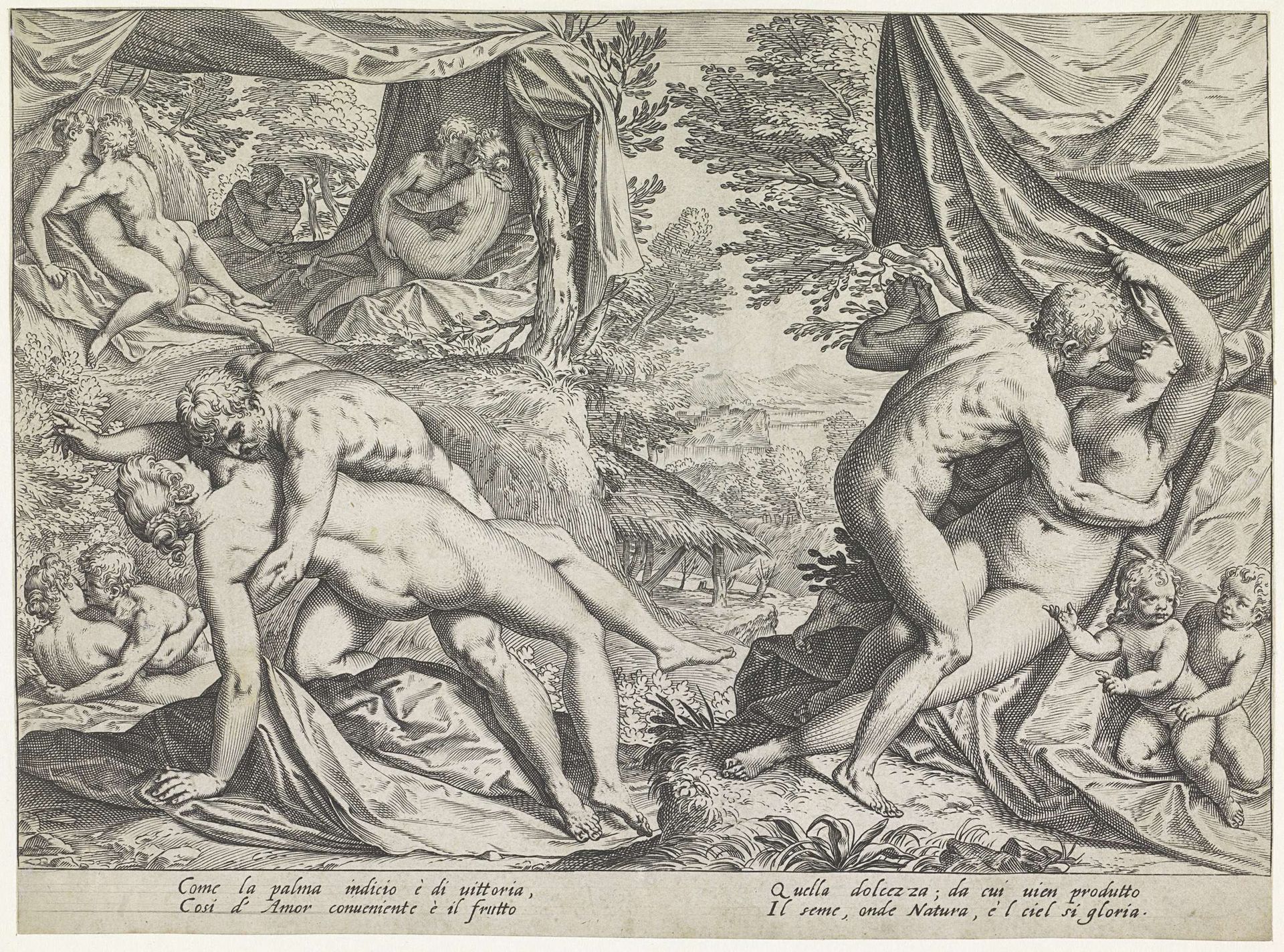 Liefde in het Gouden tijdperk by Agostino Carracci