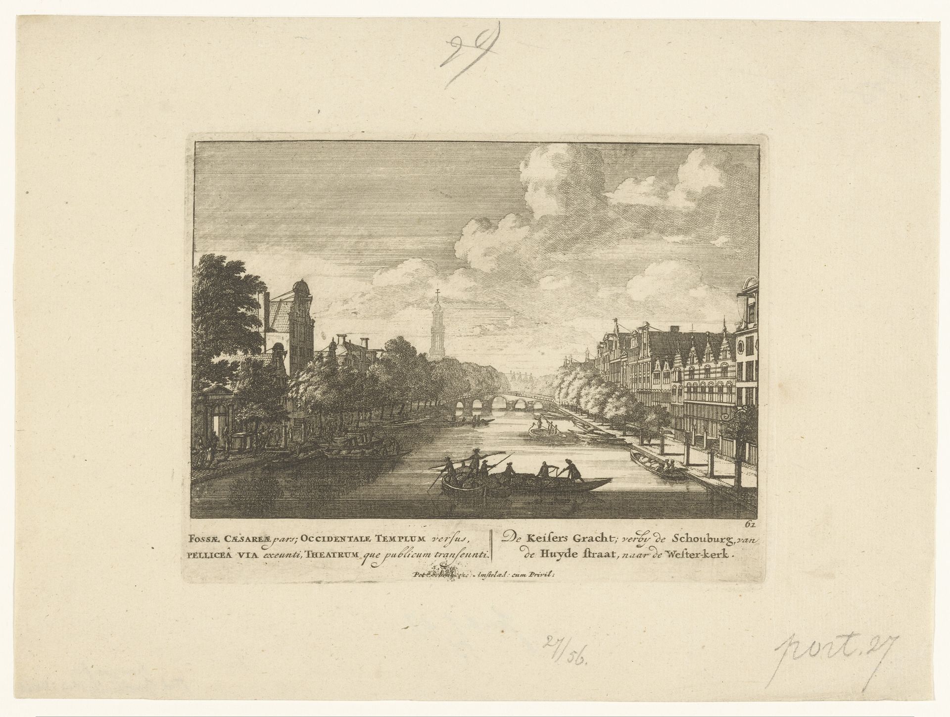 Gezicht op de Keizersgracht, gezien vanaf de Huidenstraat by Jan van Call