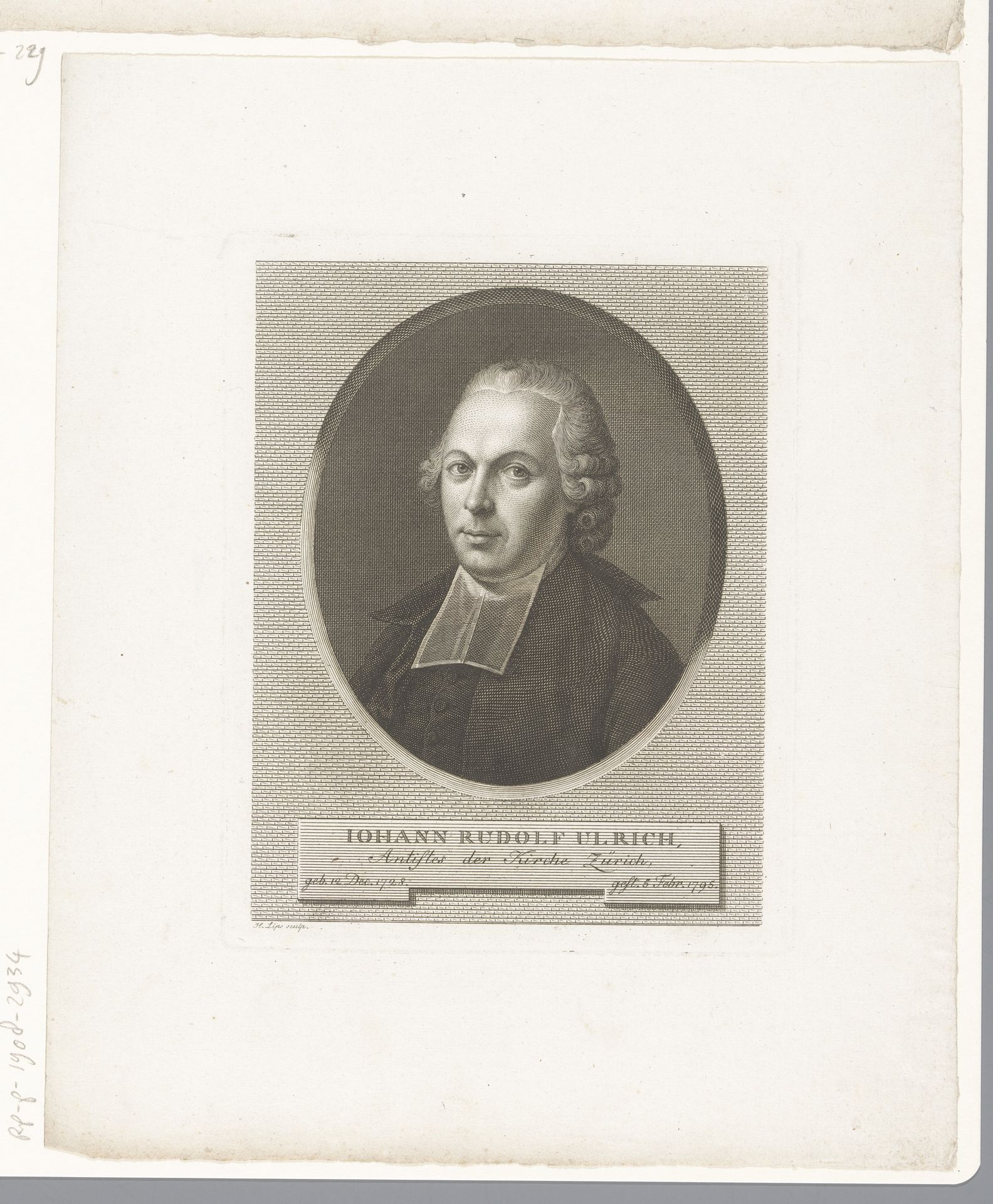 Portret van Johann Rudolf Ulrich by Johann Heinrich Lips