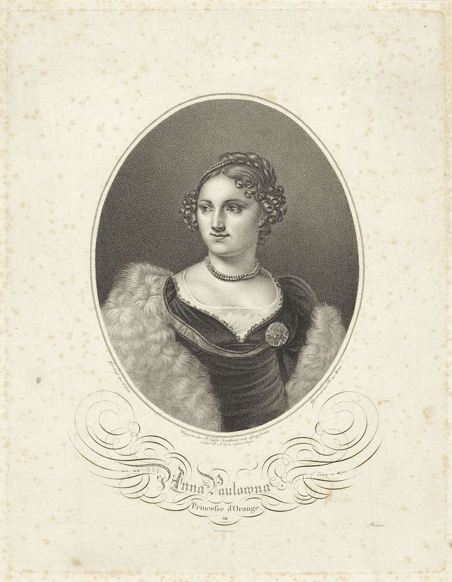 Portret van Anna Paulowna Romanowa (koningin der Nederlanden) by Willem van Senus