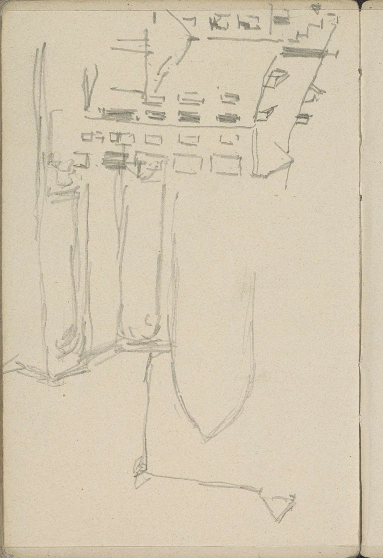 Gezicht op gebouwen en een kerk, mogelijk de Nieuwe Kerk te Amsterdam by George Hendrik Breitner