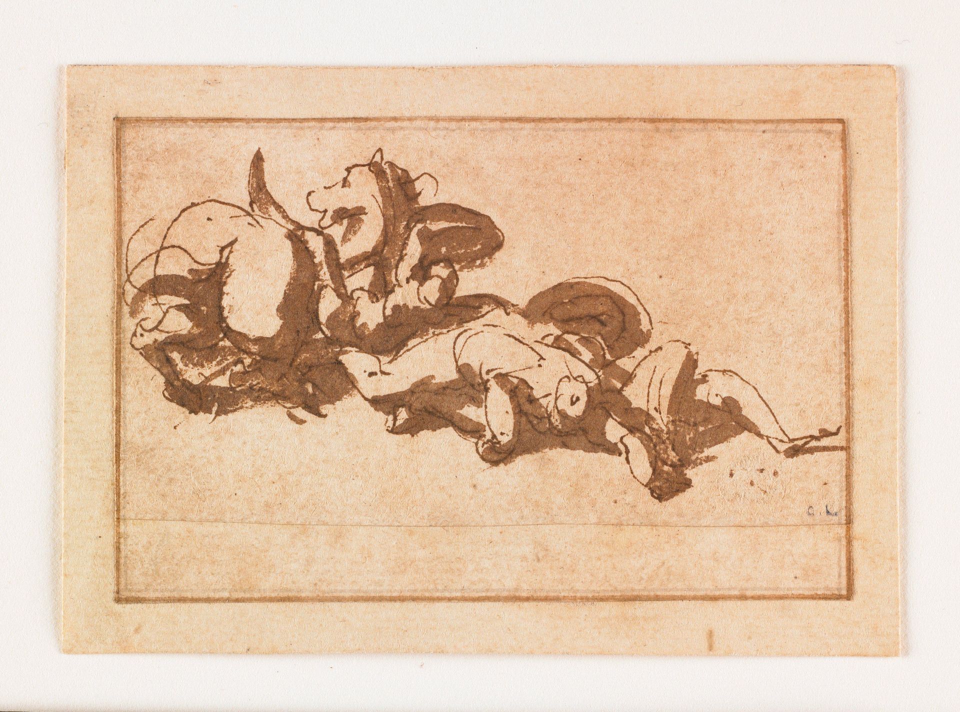 Study of Two Dead Figures and a Horse by Francesco Allegrini