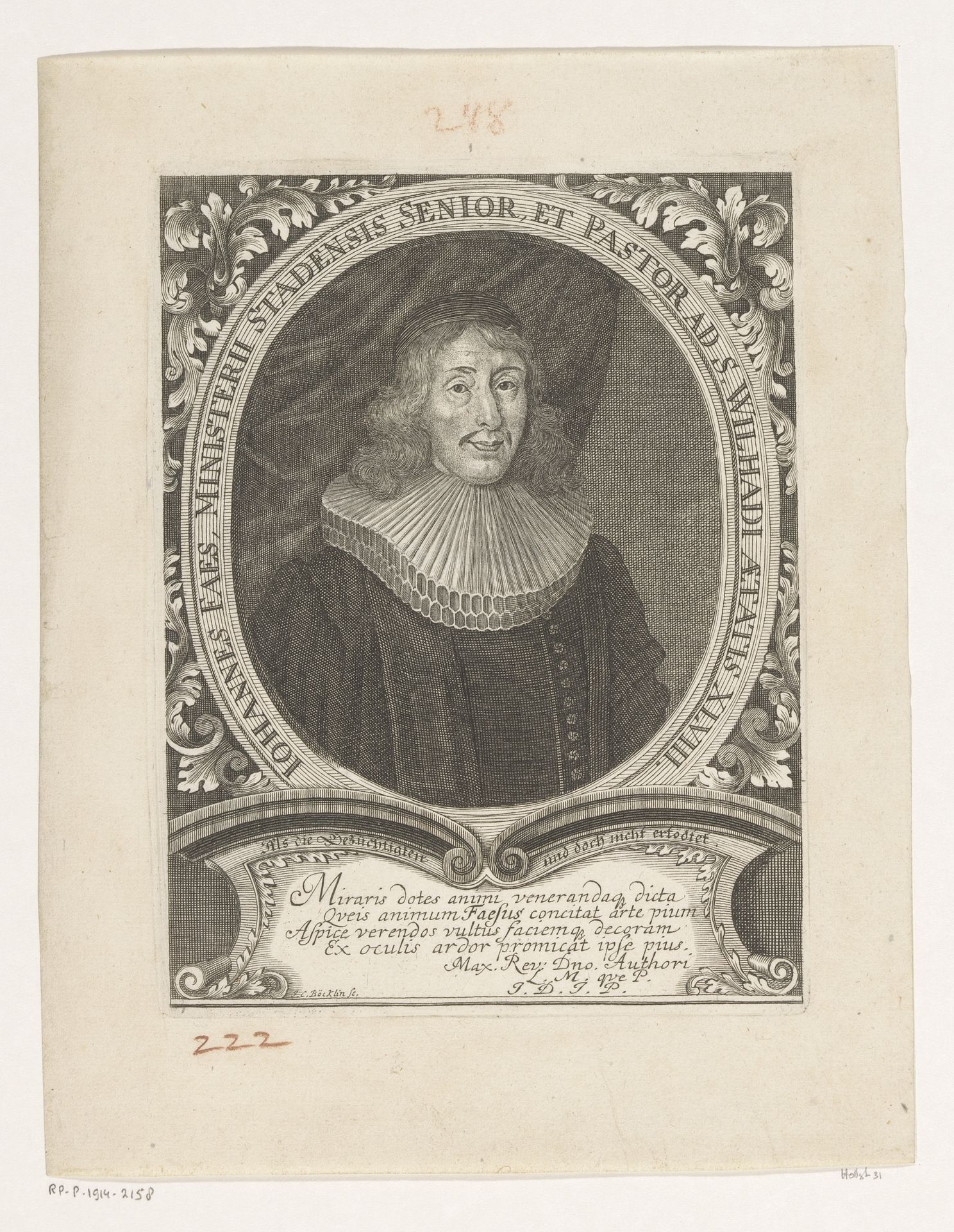 Portret van Johannes Faes by Johann Christoph Boecklin