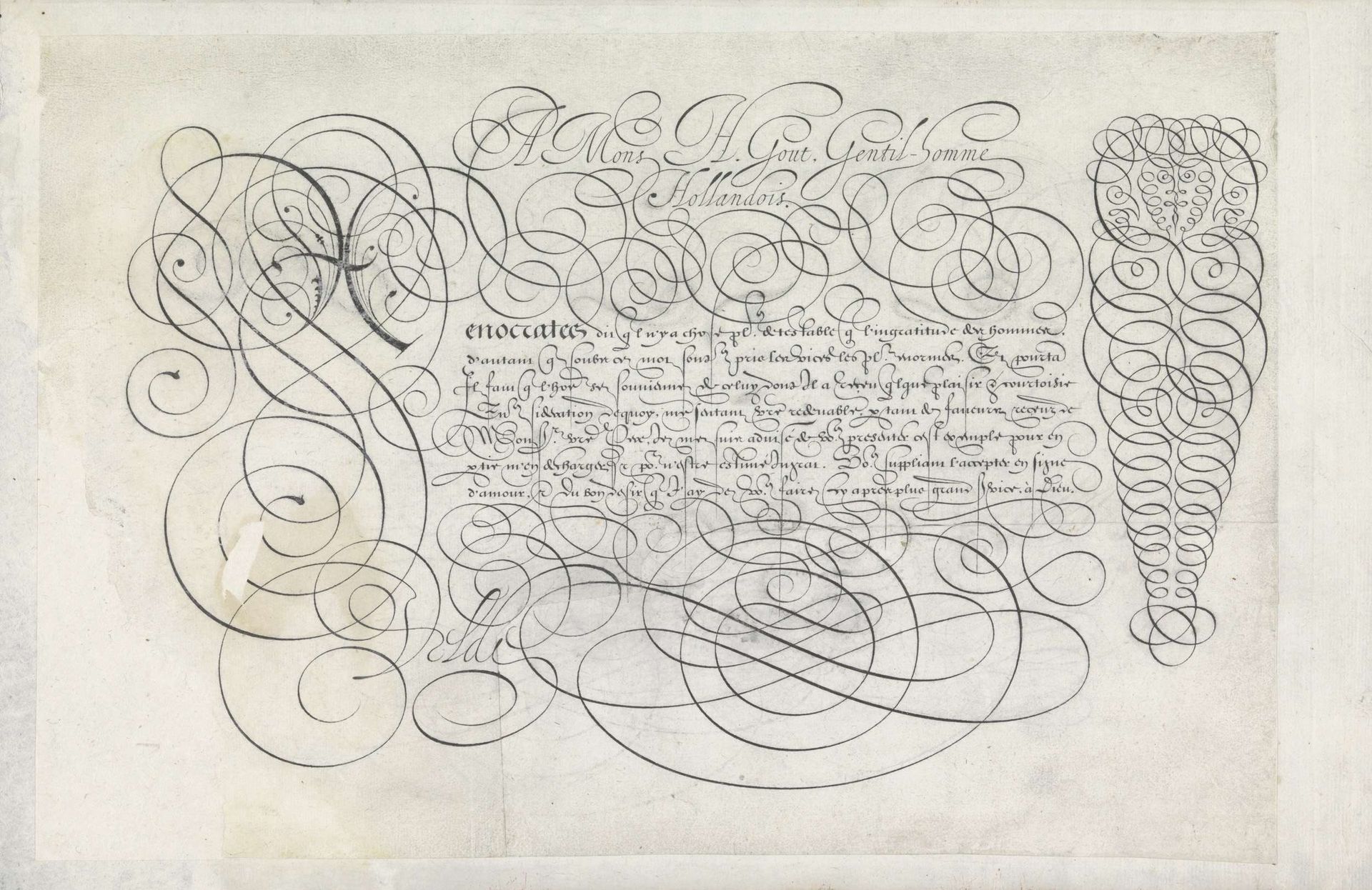 Ontwerp van een schrijfvoorbeeld: A mons H. Gout (...) by Jan van de Velde I