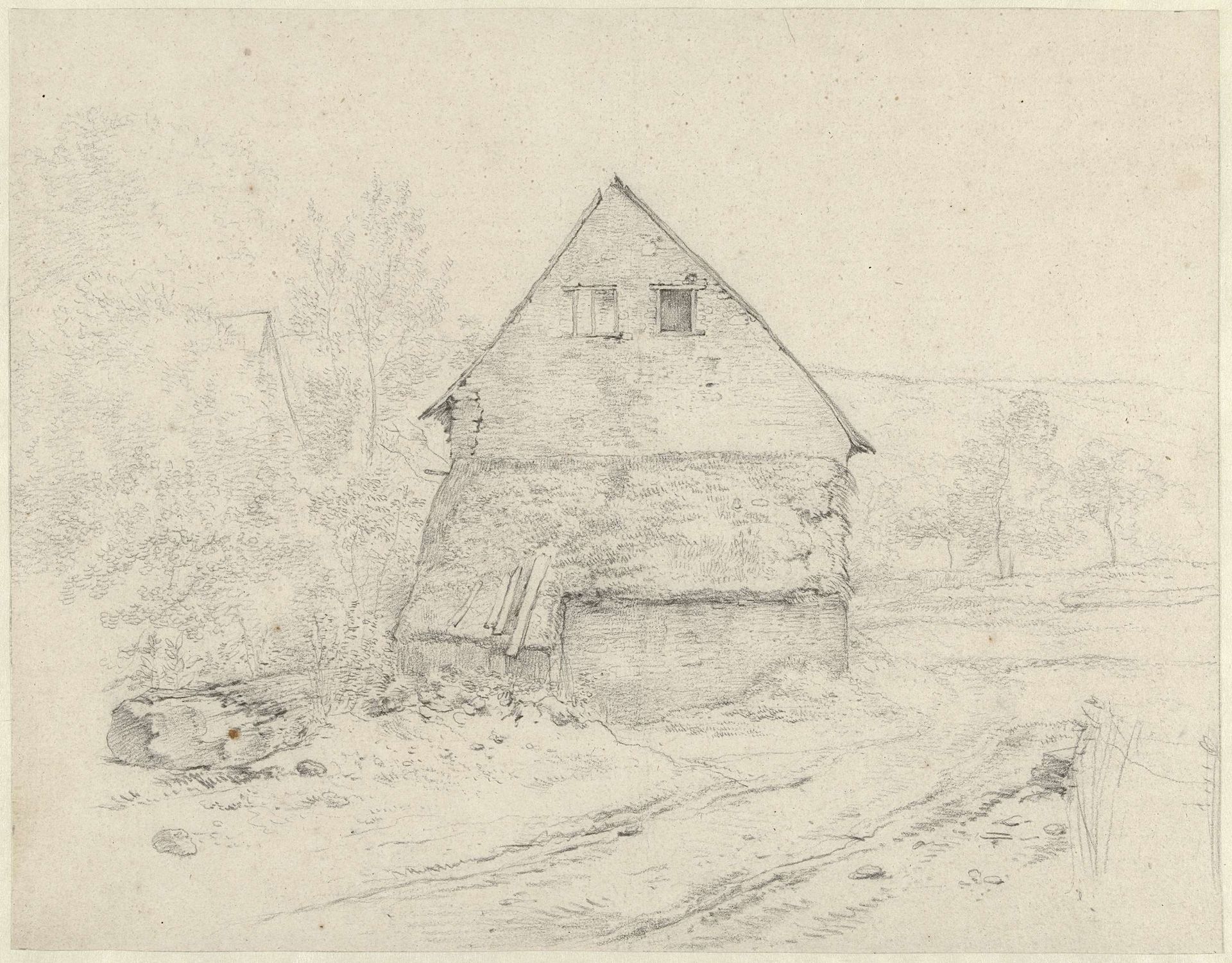 Huis aan een weg in een heuvellandschap by Abraham Johannes Ruytenschildt