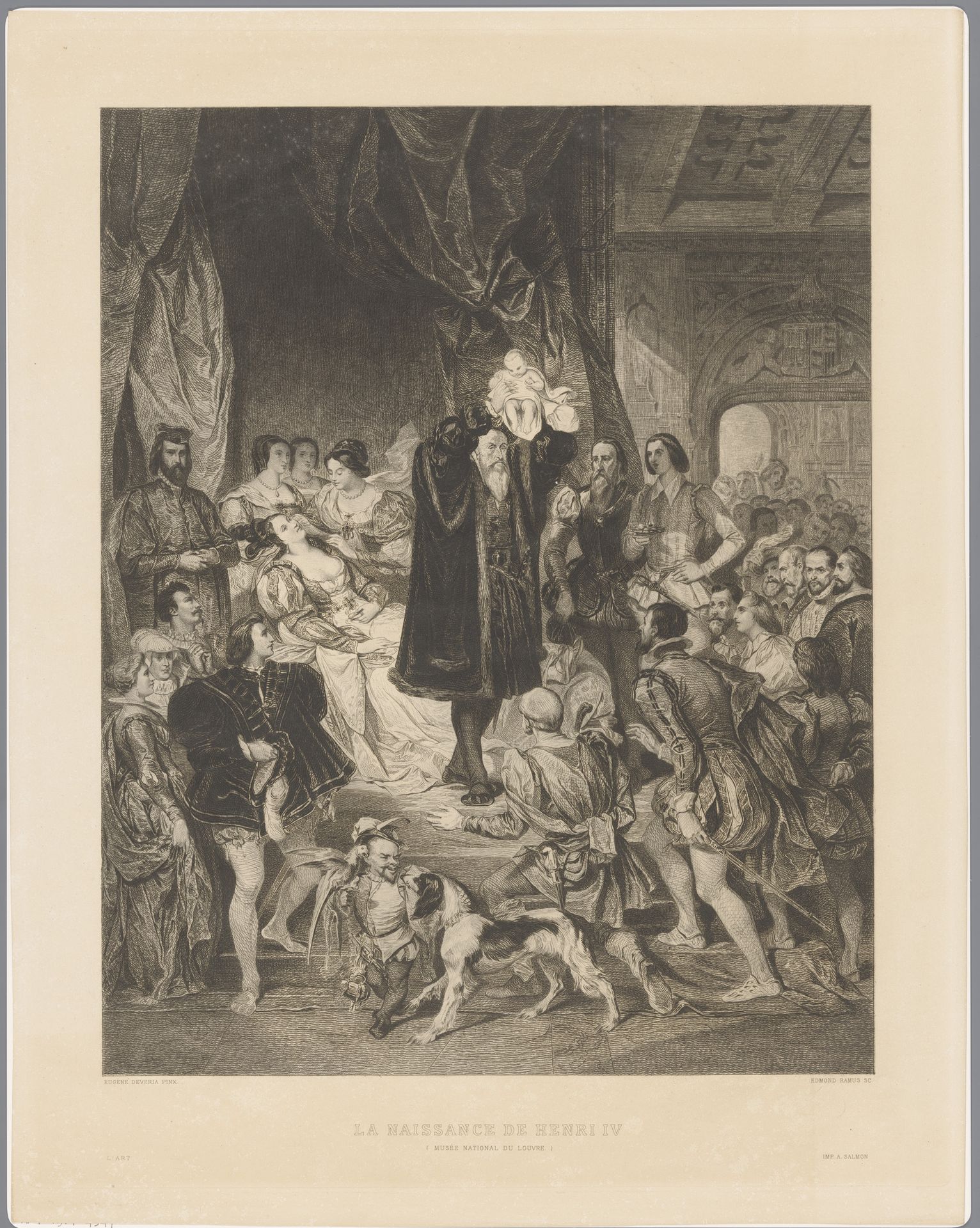 Koning Antoine de Bourbon toont zijn pasgeboren zoon Henry IV by Edmond Ramus