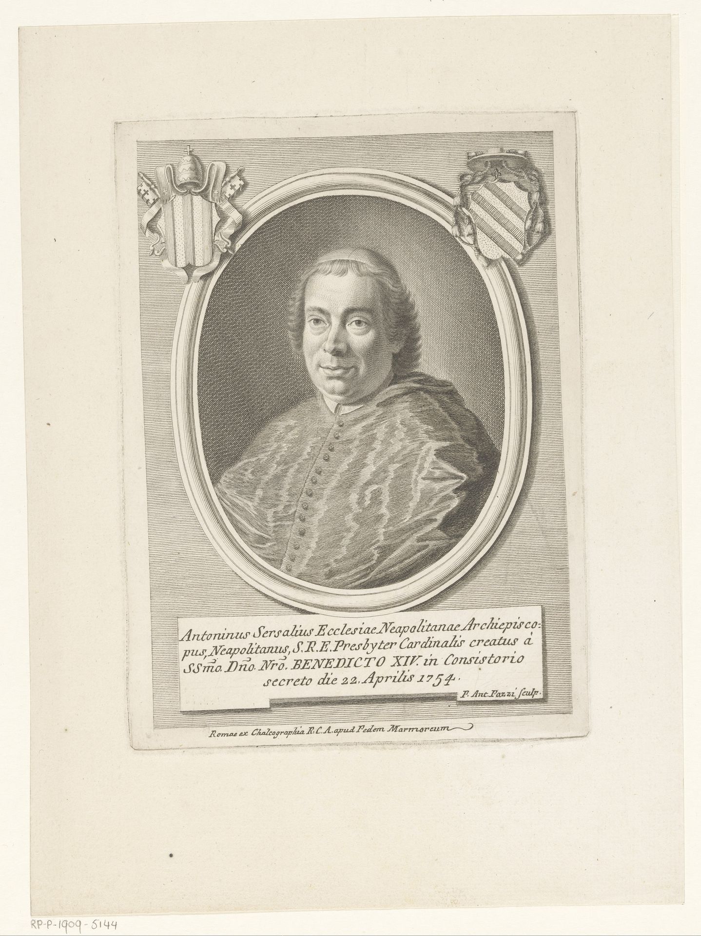 Portret van kardinaal Antonio Sersale by Antonio Pazzi