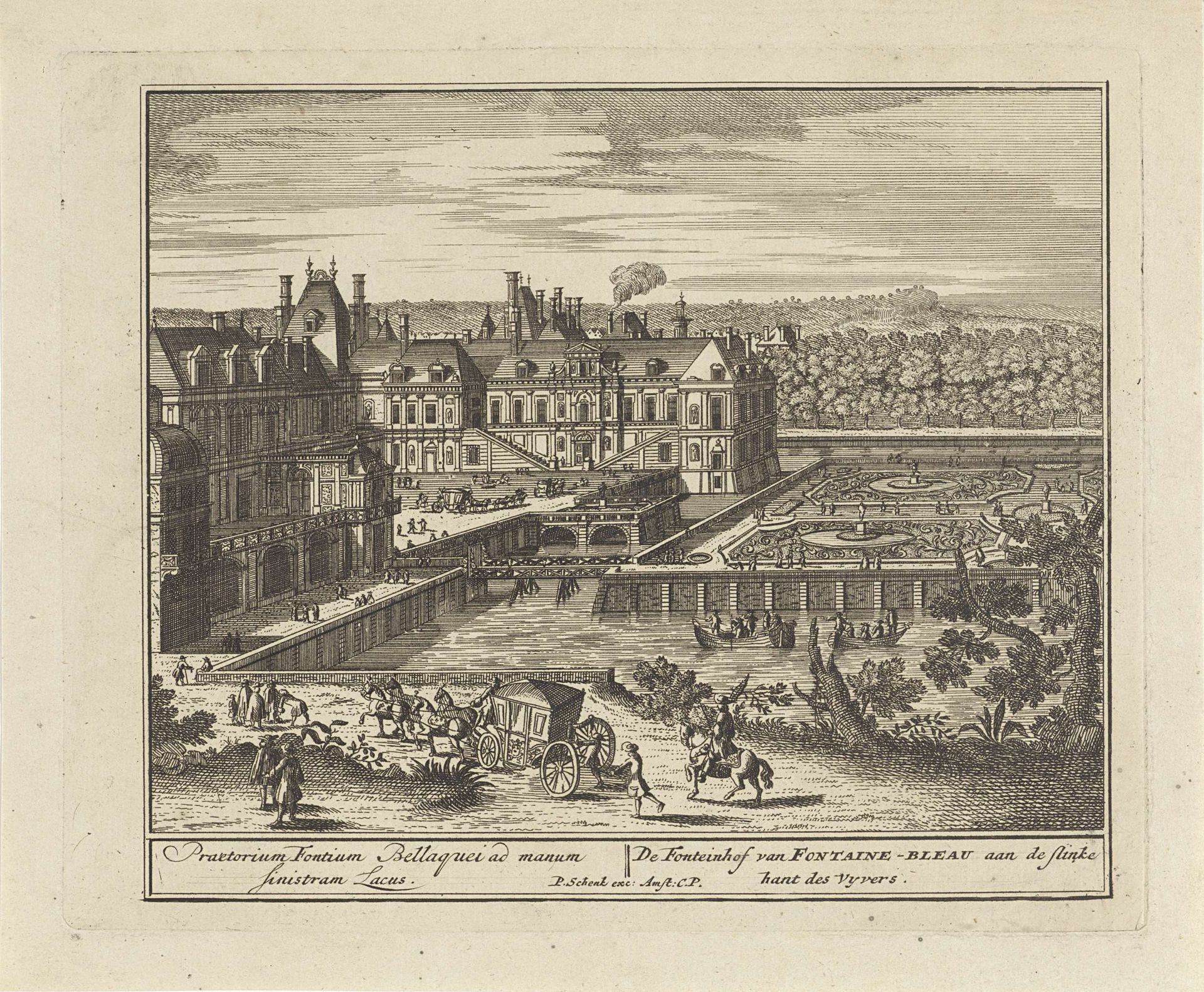 Gezicht op een deel van de tuinen van het paleis van Fontainebleau by Anonymous